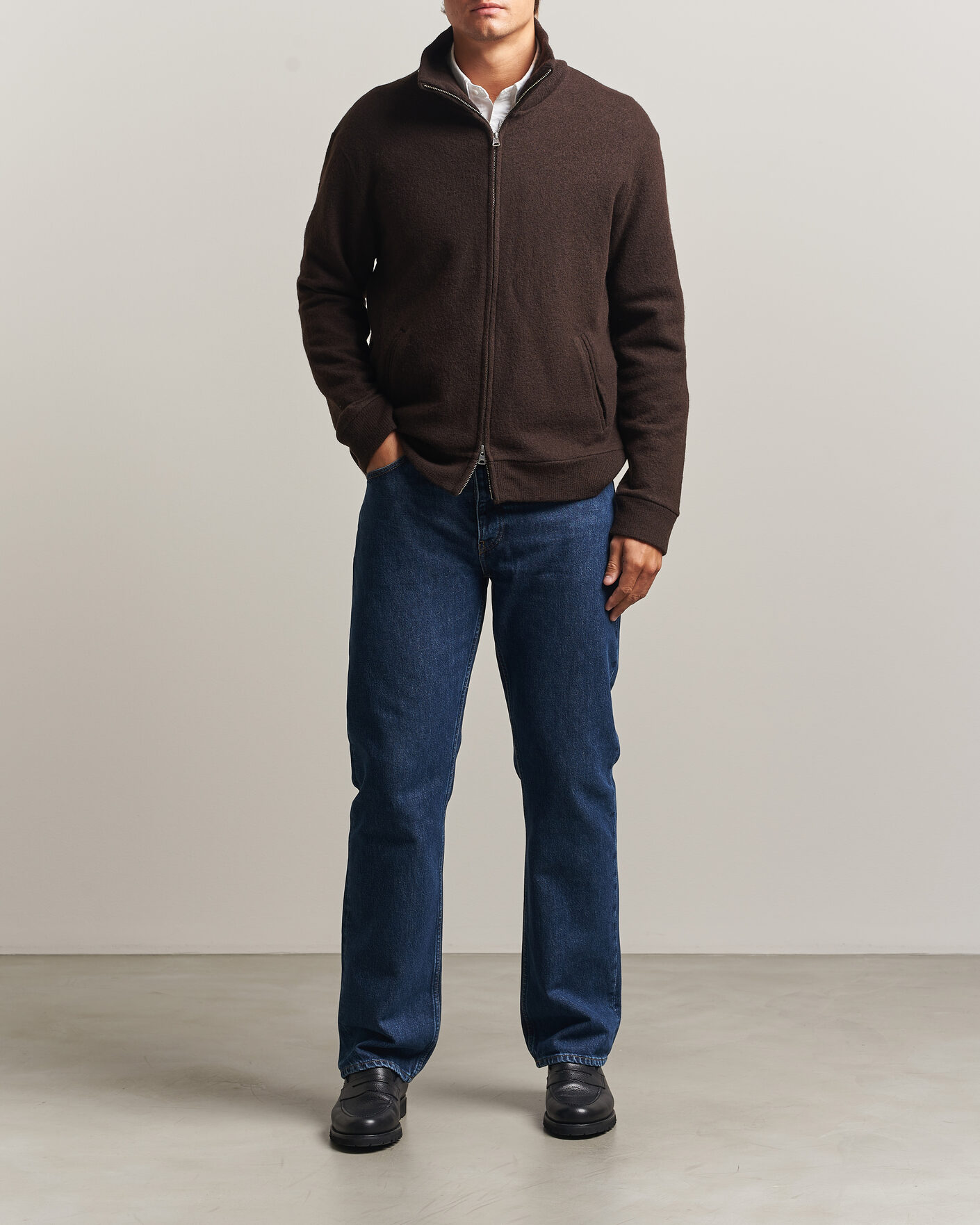 Herre | Gensere | NN07 | Soft Boiled Wool Full Zip Deep Truffle