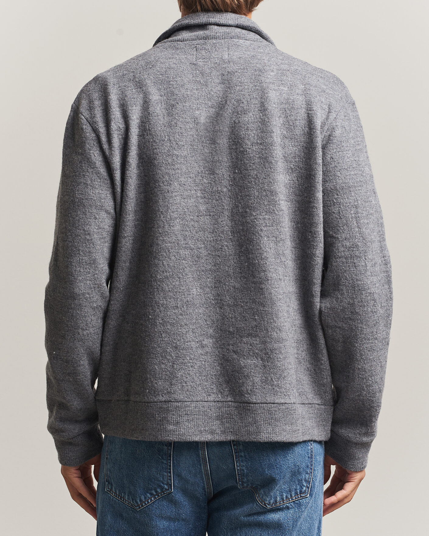 Herre | Gensere | NN07 | Soft Boiled Wool Full Zip Dark Grey Melange