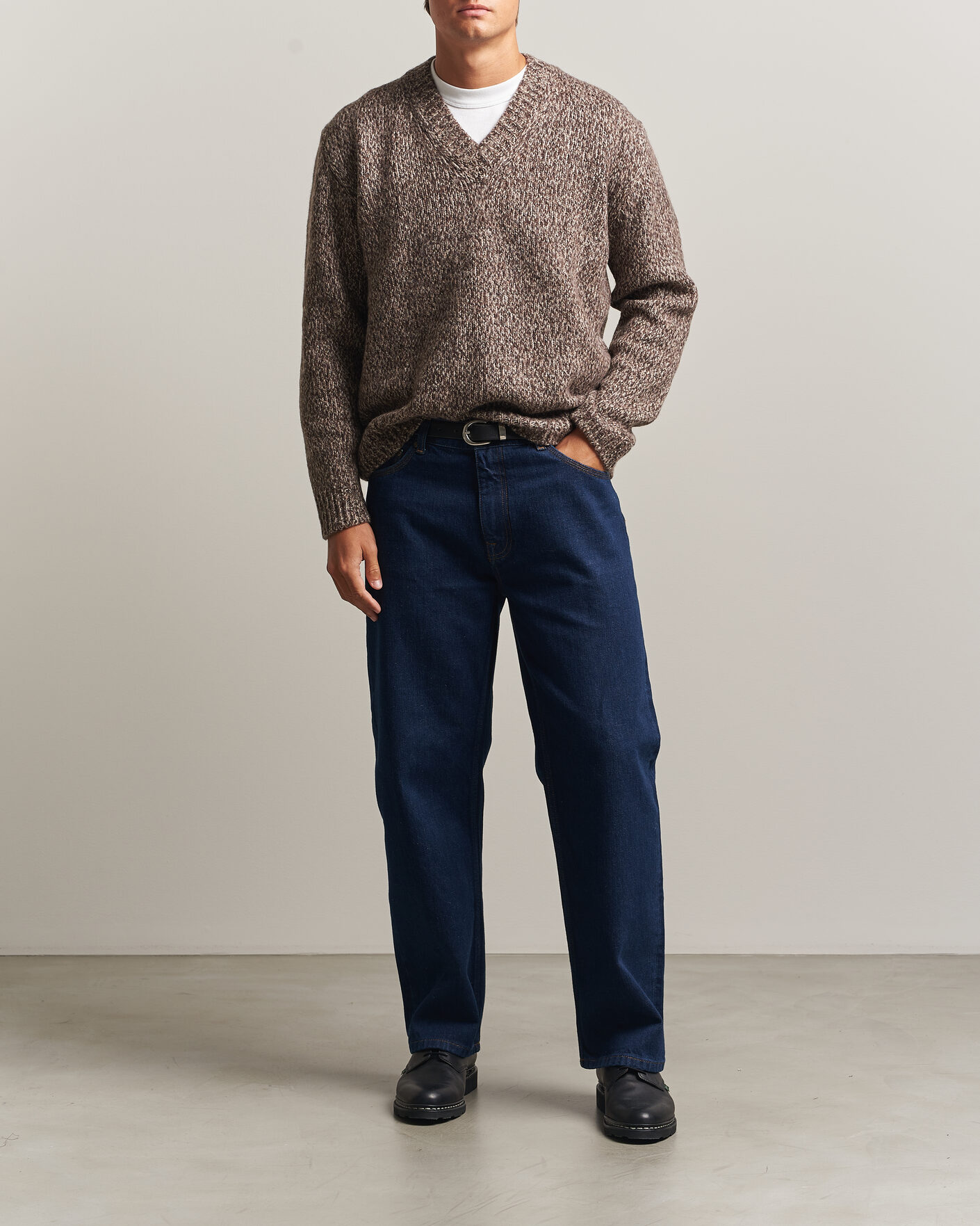 Herre | Gensere | NN07 | Flint Wool Knitted V-Neck Deep Truffle