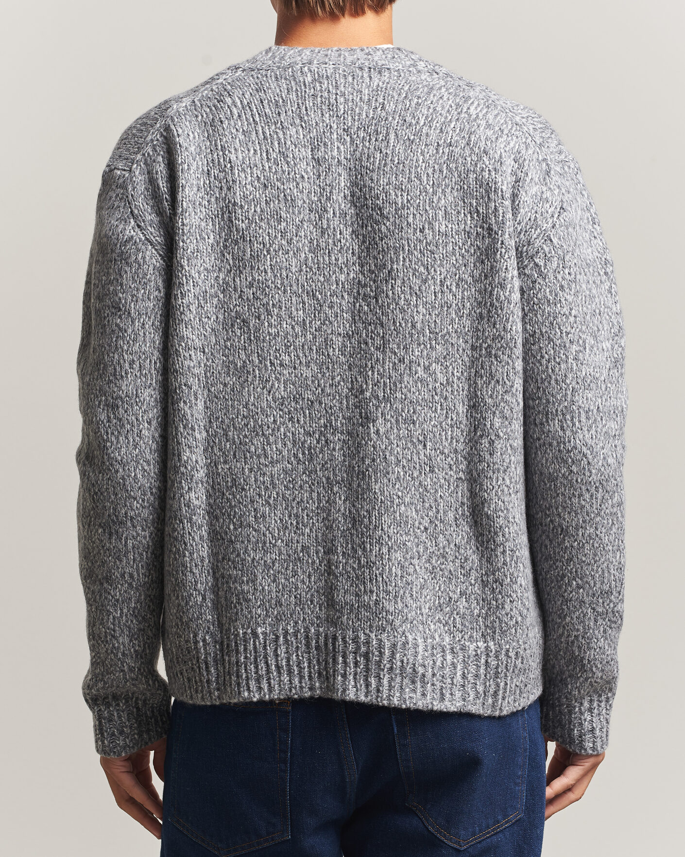 Herre | Gensere | NN07 | Flint Wool Knitted V-Neck Grey Melange