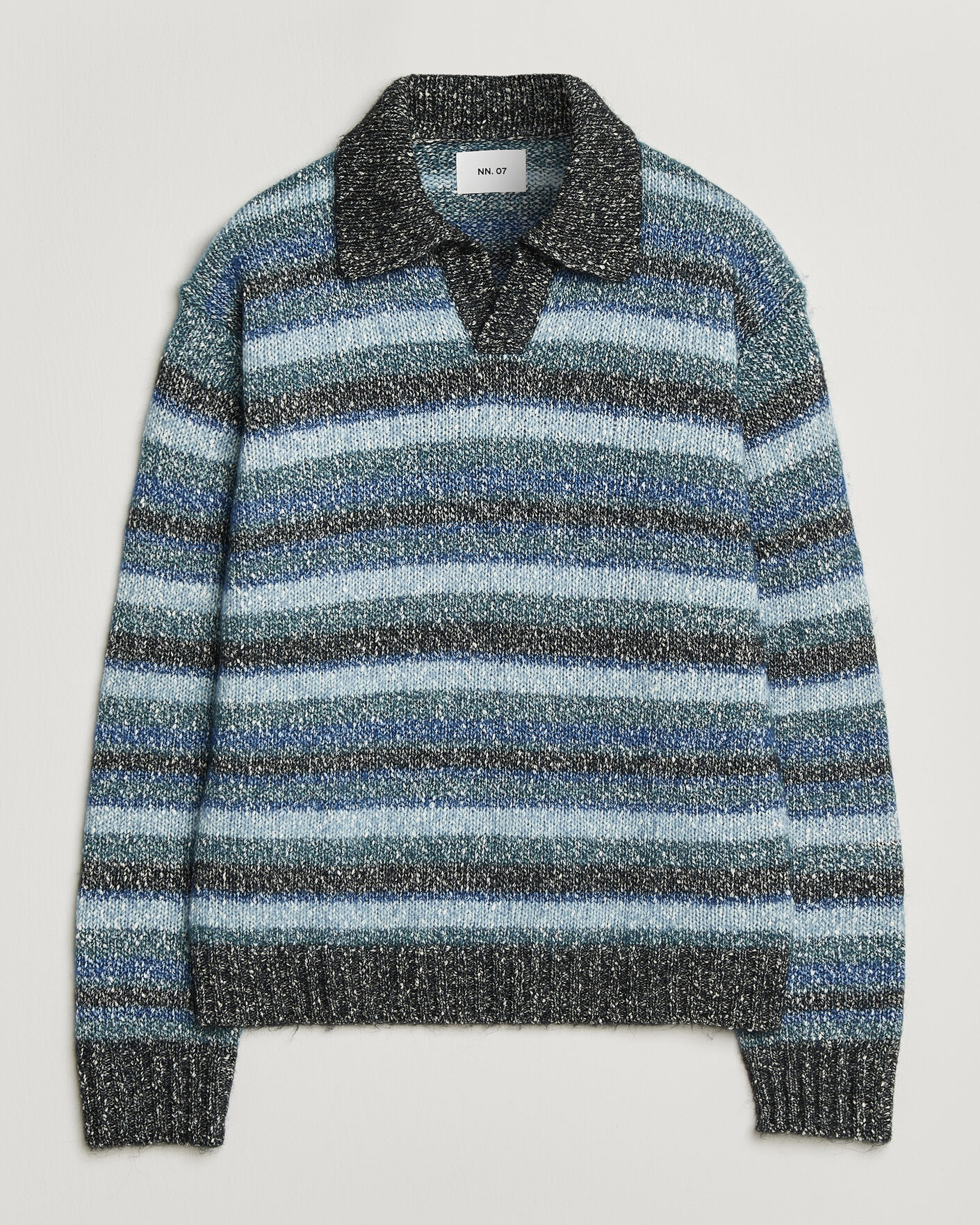 Herre | Gensere | NN07 | Erling Striped Knitted Polo Navy Multi