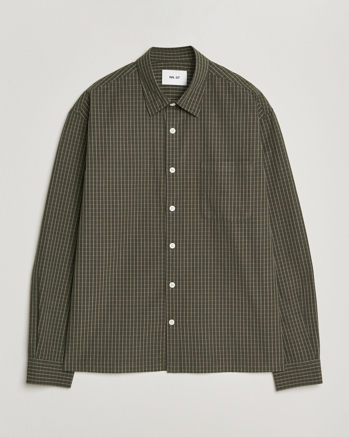 Herre | Skjorter | NN07 | Deon Peached Cotton Checked Shirt Green