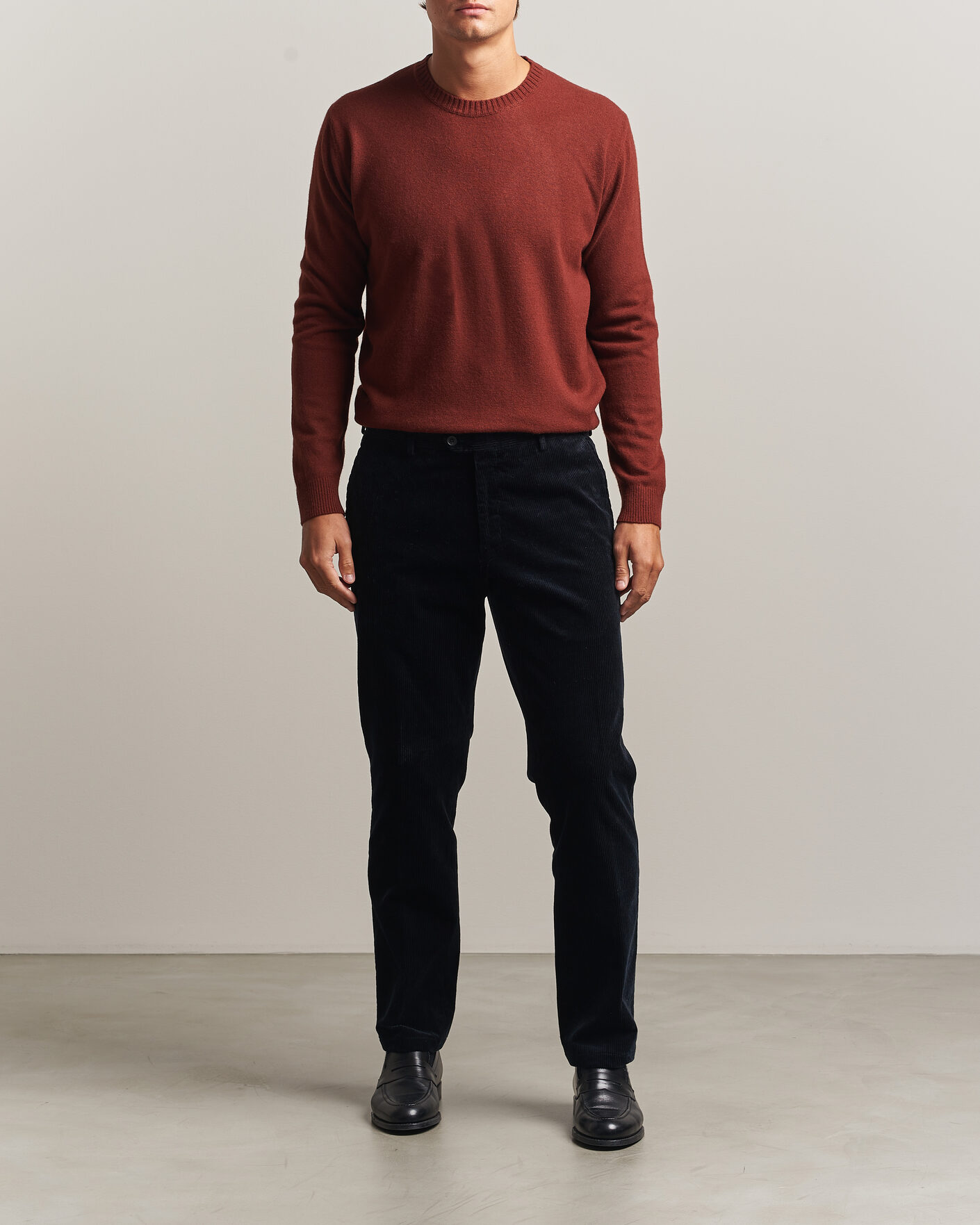 Herre | Gensere | Oscar Jacobson | Valter Wool/Cashmere Round Neck Orange Rust