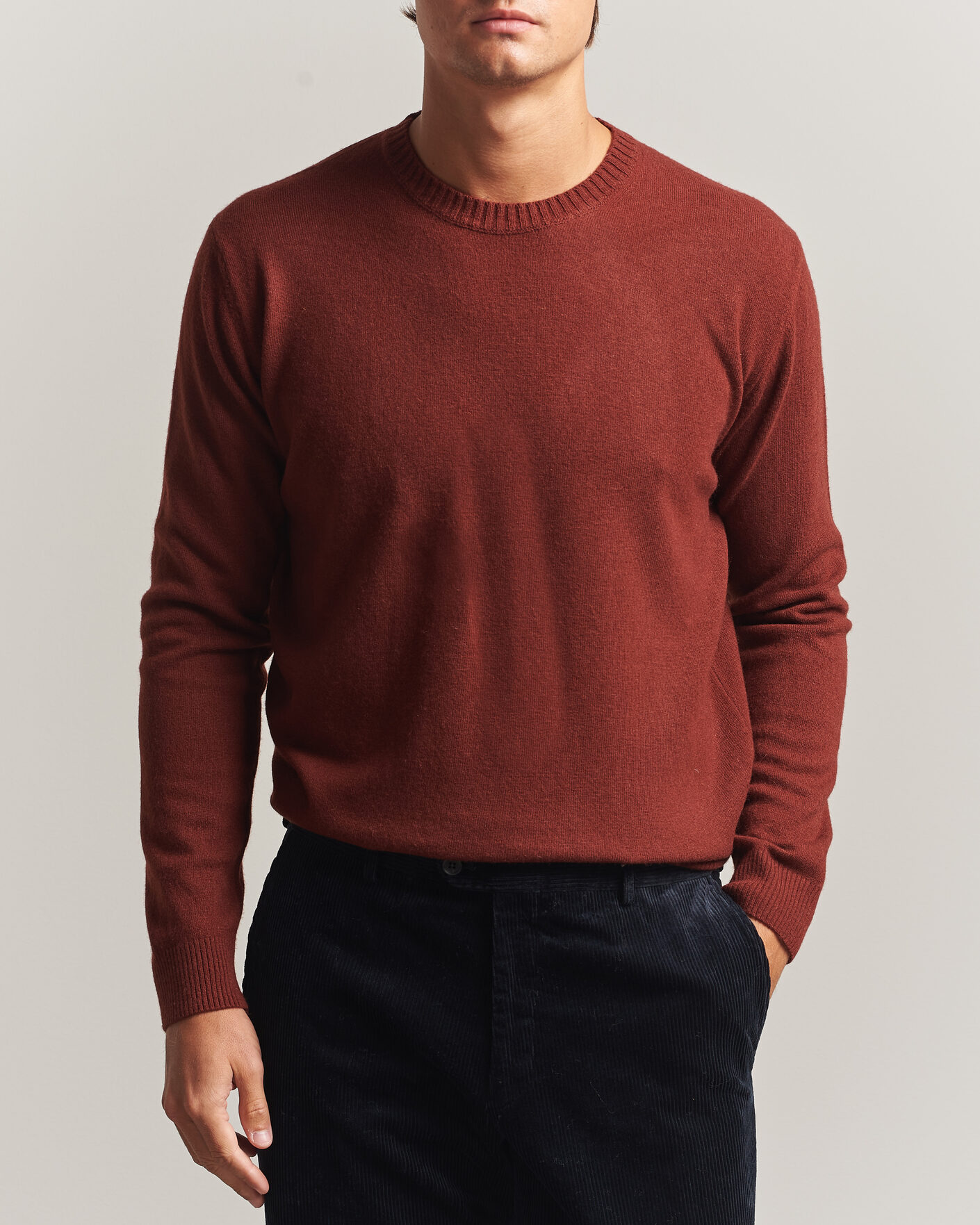 Herre | Gensere | Oscar Jacobson | Valter Wool/Cashmere Round Neck Orange Rust