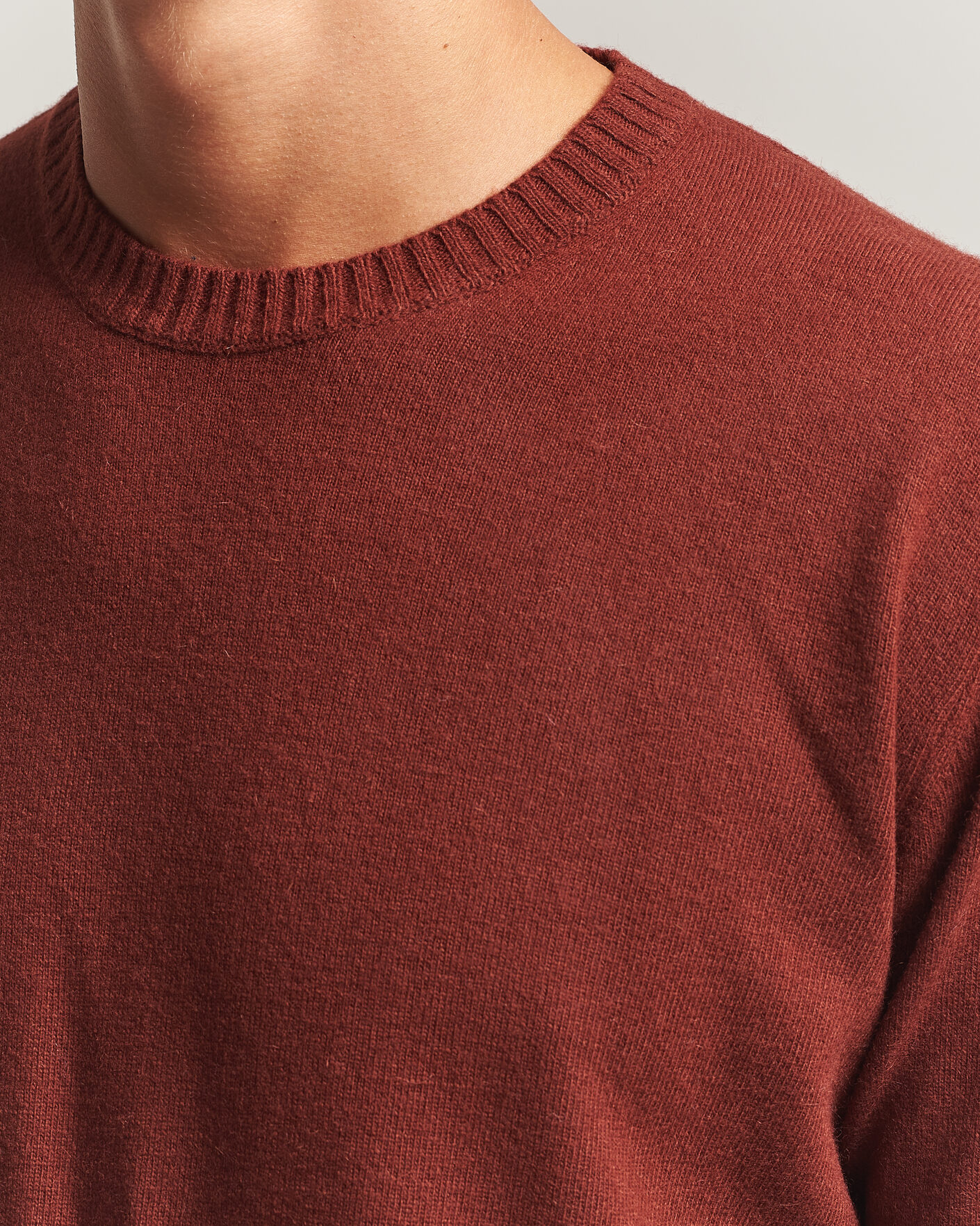 Herre | Gensere | Oscar Jacobson | Valter Wool/Cashmere Round Neck Orange Rust