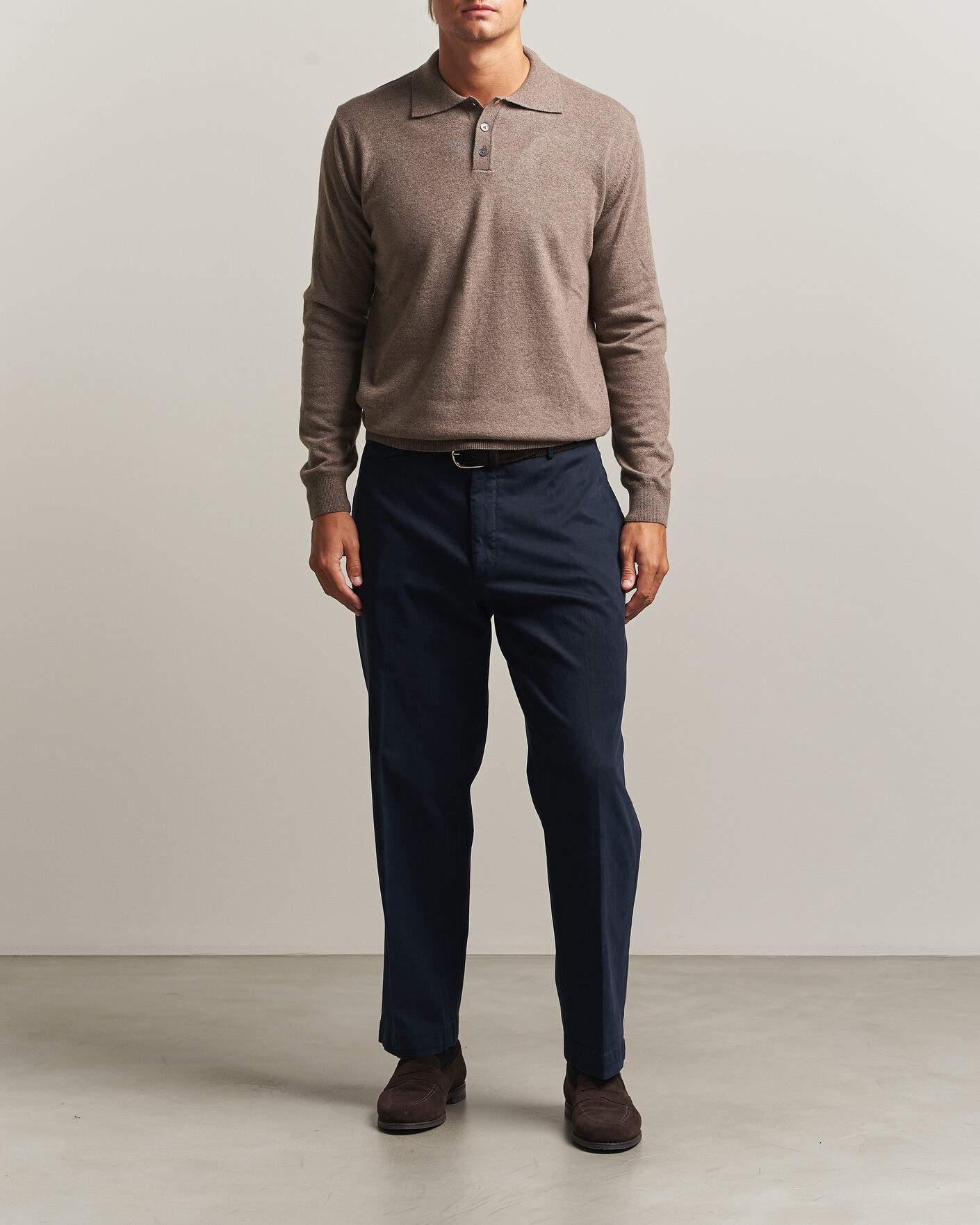 Herre | Gensere | Oscar Jacobson | Pepe Wool/Cashmere Polo Light Brown