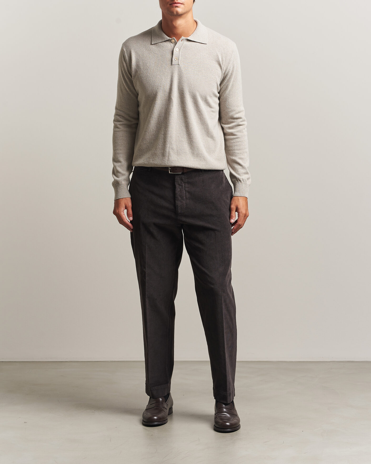 Herre | Gensere | Oscar Jacobson | Pepe Wool/Cashmere Polo Light Beige