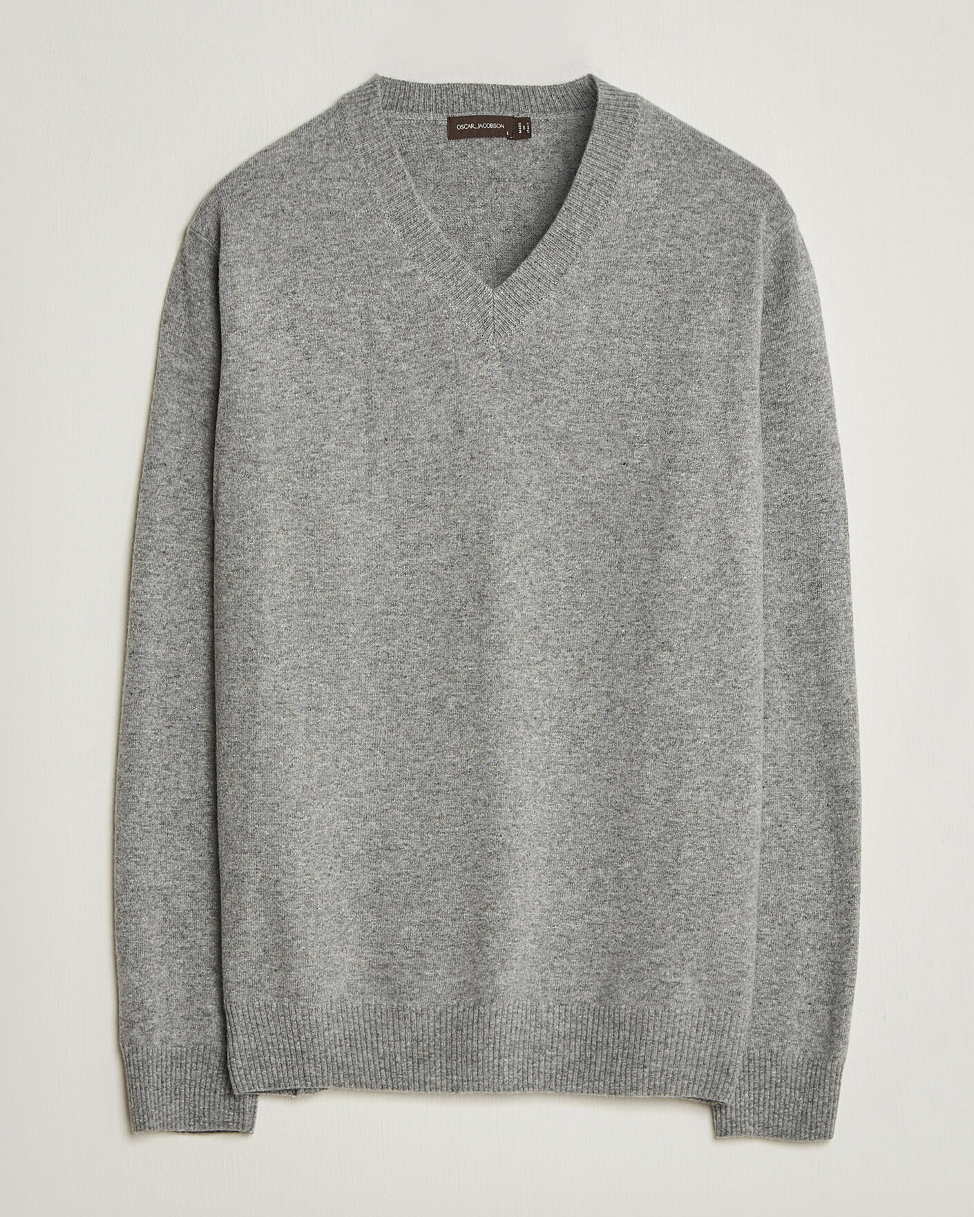 Herre | Gensere | Oscar Jacobson | Gregor Wool/Cashmere V-Neck Grey Melange