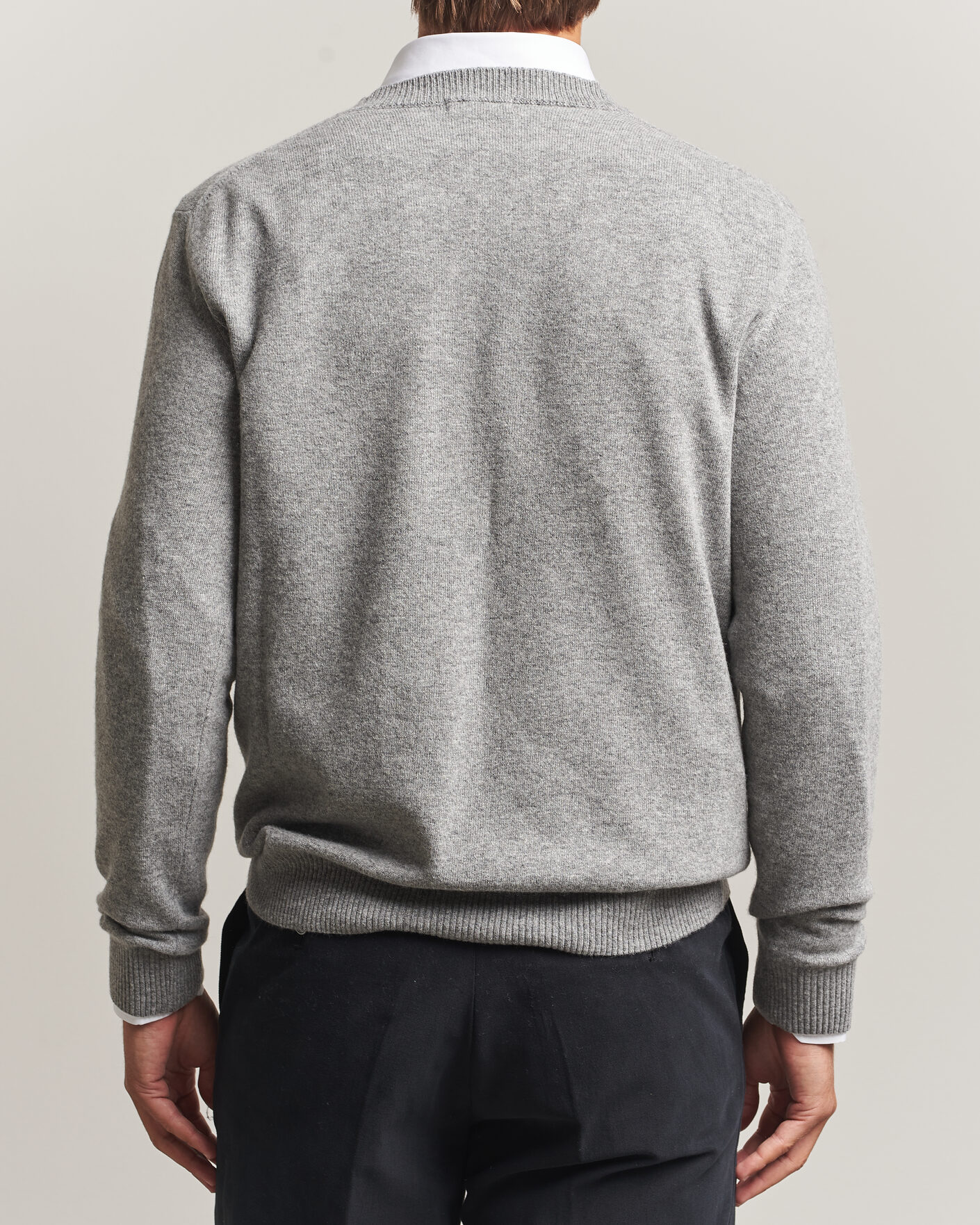 Herre | Gensere | Oscar Jacobson | Gregor Wool/Cashmere V-Neck Grey Melange