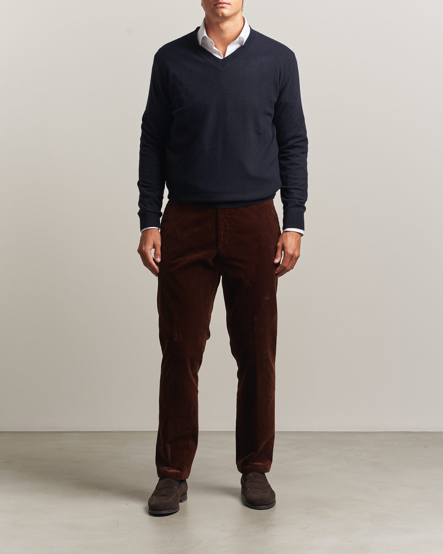 Herre | Gensere | Oscar Jacobson | Gregor Wool/Cashmere V-Neck Navy