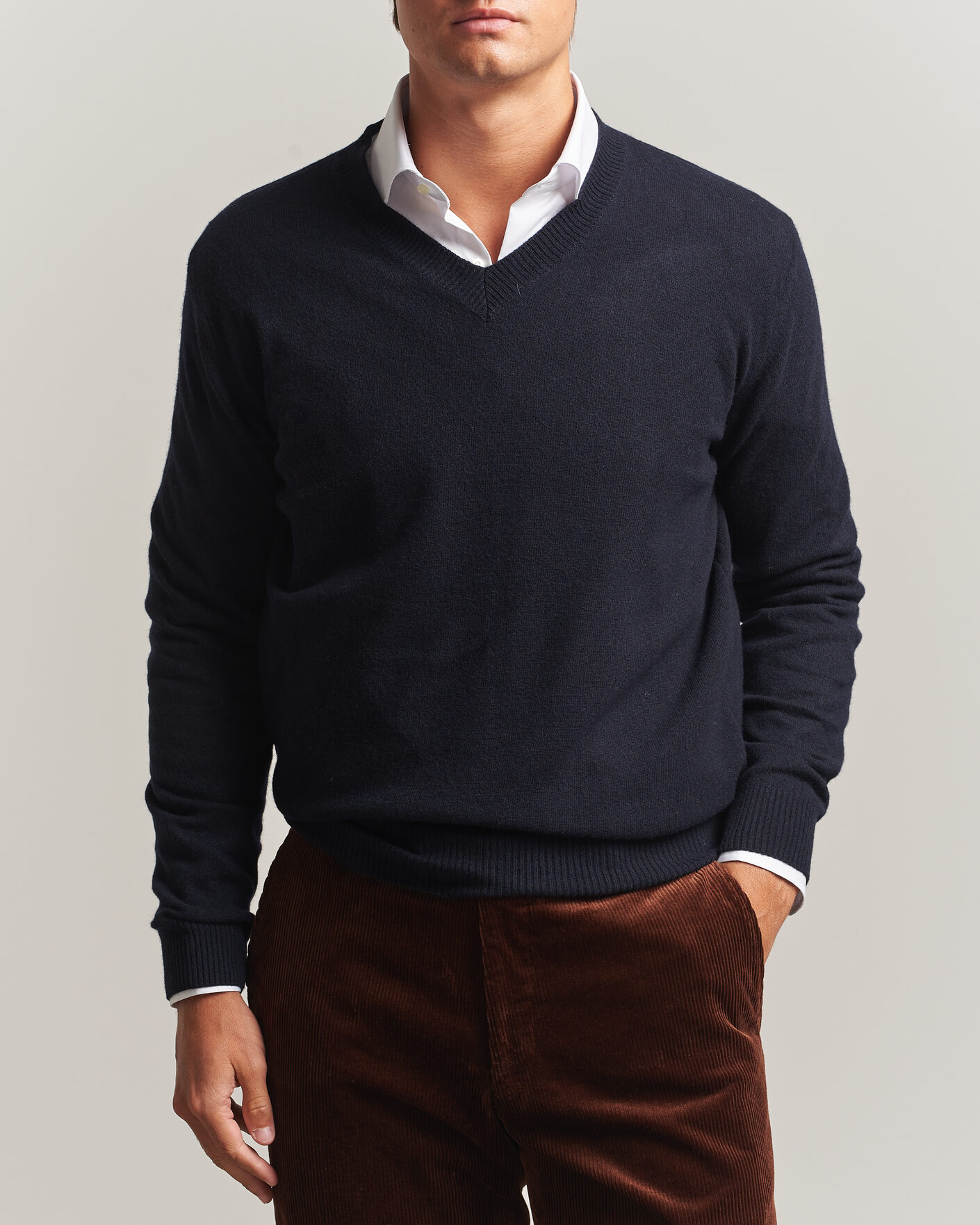 Herre | Gensere | Oscar Jacobson | Gregor Wool/Cashmere V-Neck Navy