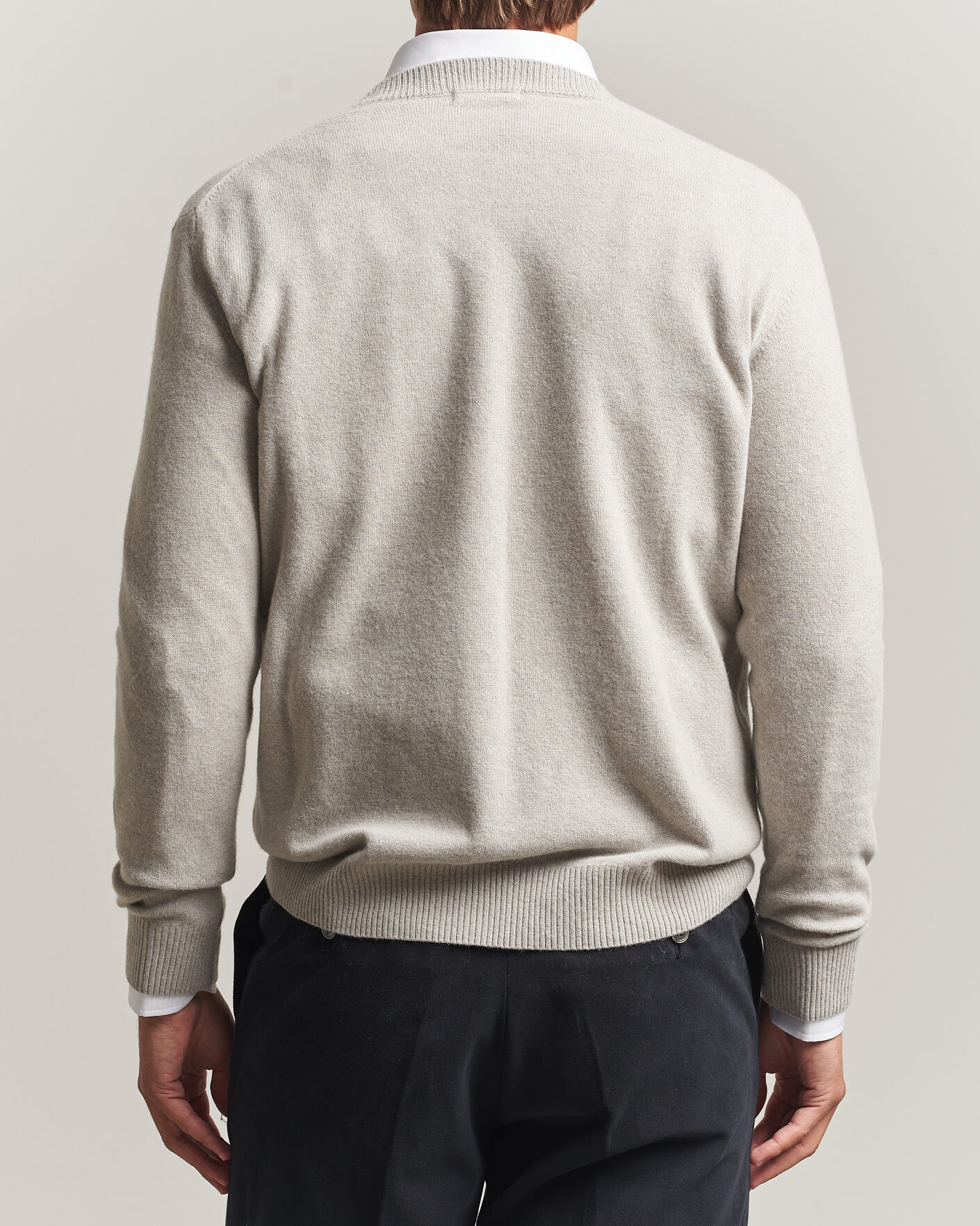 Herre | Gensere | Oscar Jacobson | Gregor Wool/Cashmere V-Neck Light Beige