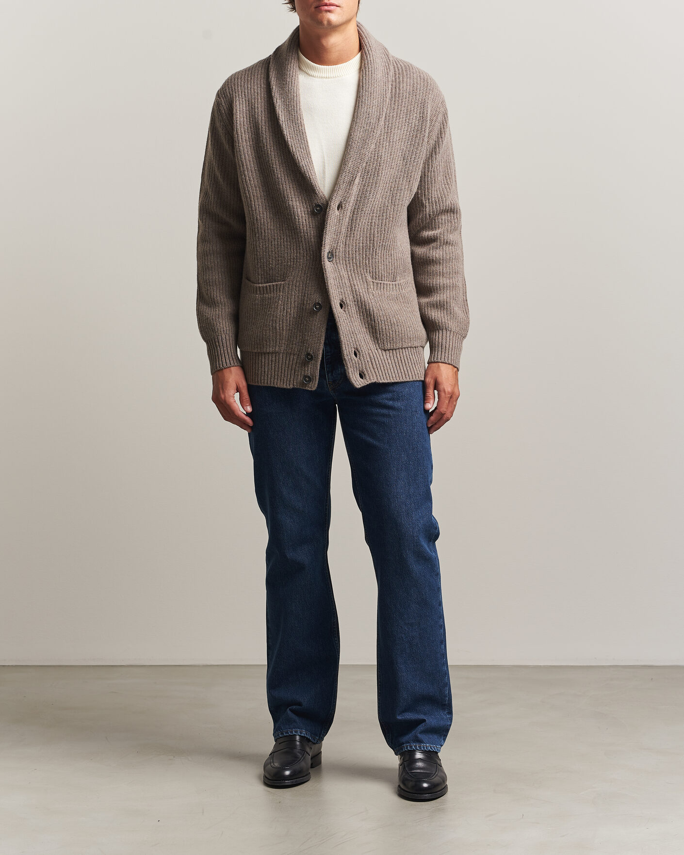 Herre | Gensere | Oscar Jacobson | Roland Wool Cardigan Beige