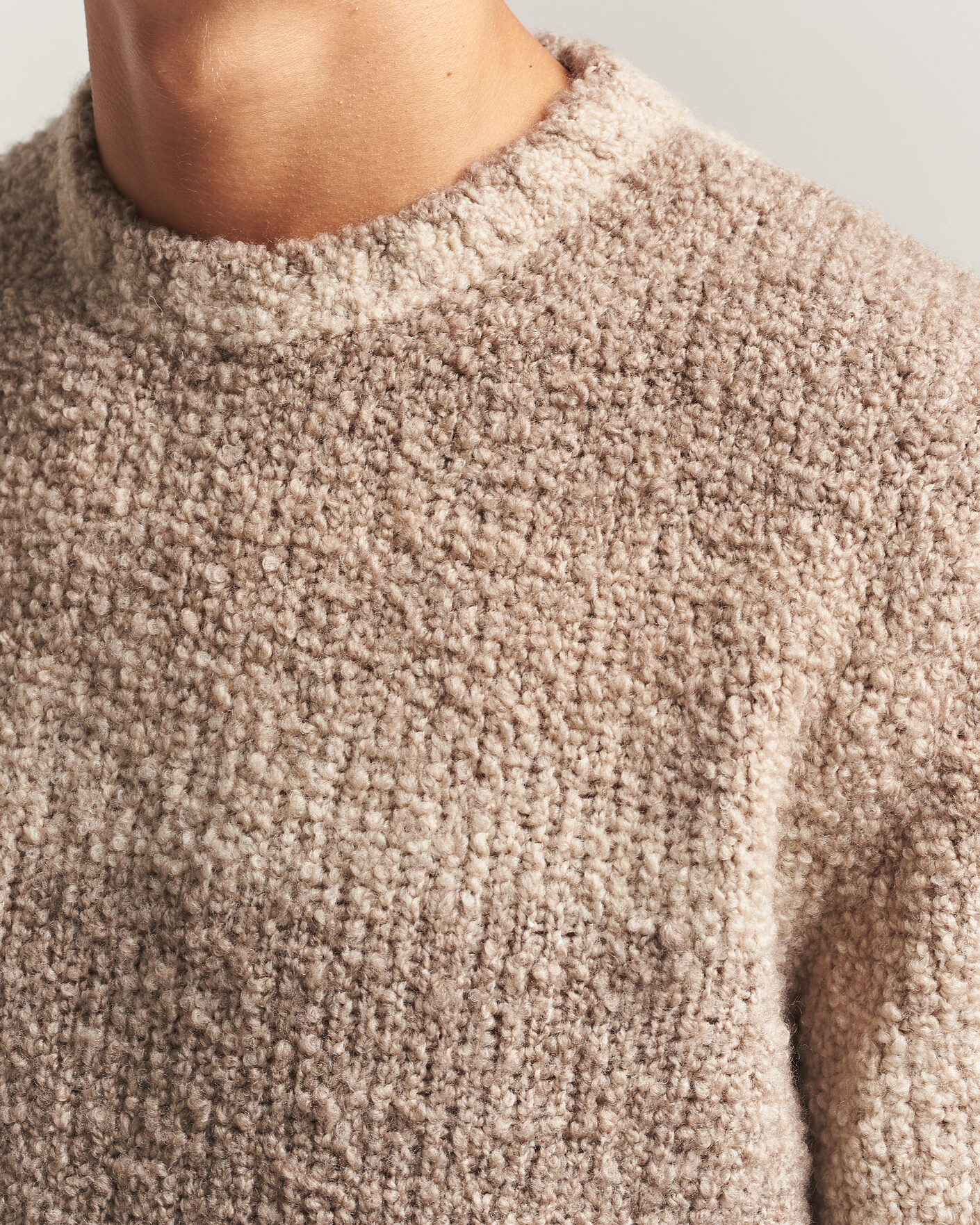 Herre | Gensere | Oscar Jacobson | Ronnie Heavy Knitted Wool Crewneck Beige