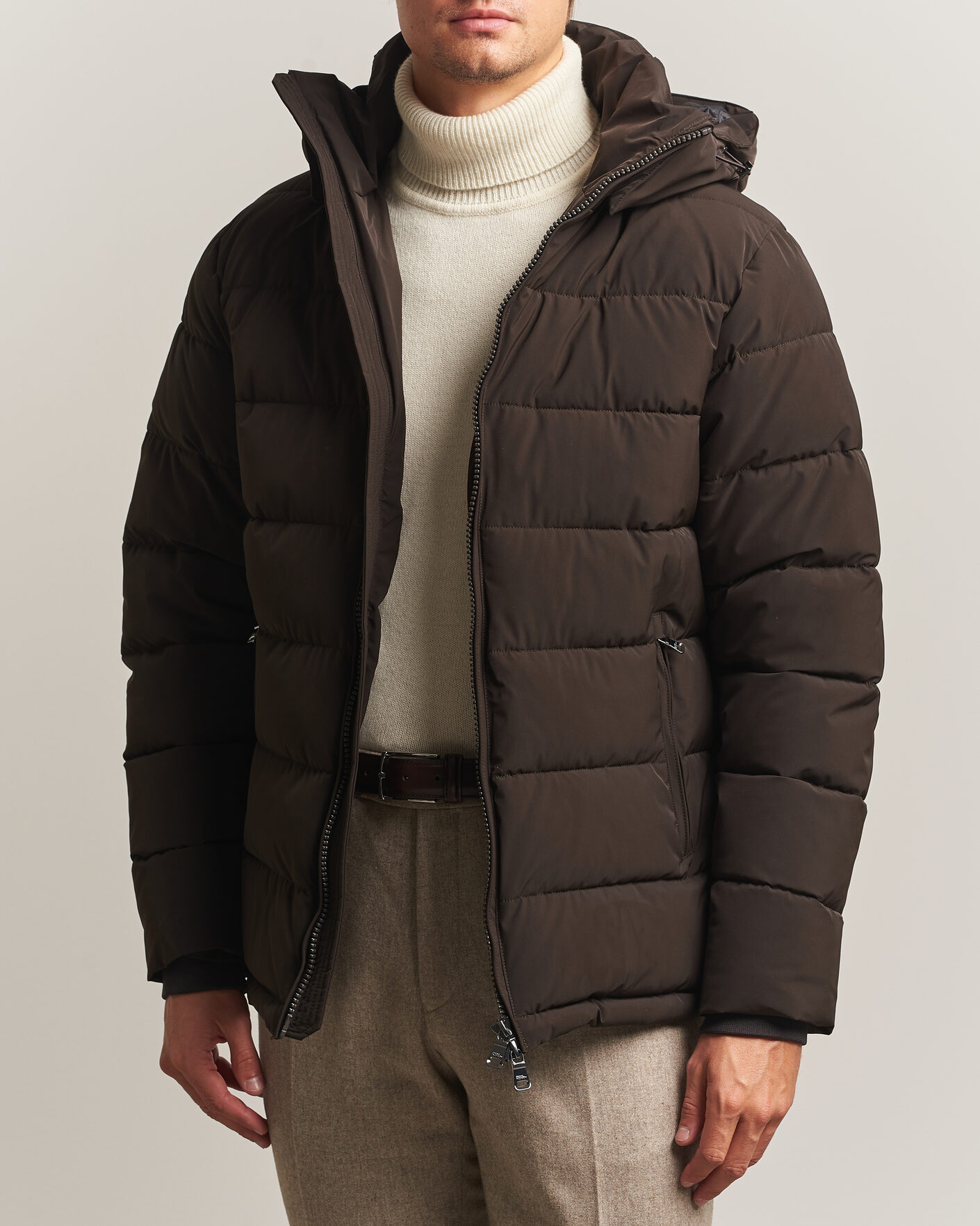 Herre | Jakker | Oscar Jacobson | Hooded Puffer Jacket Brown