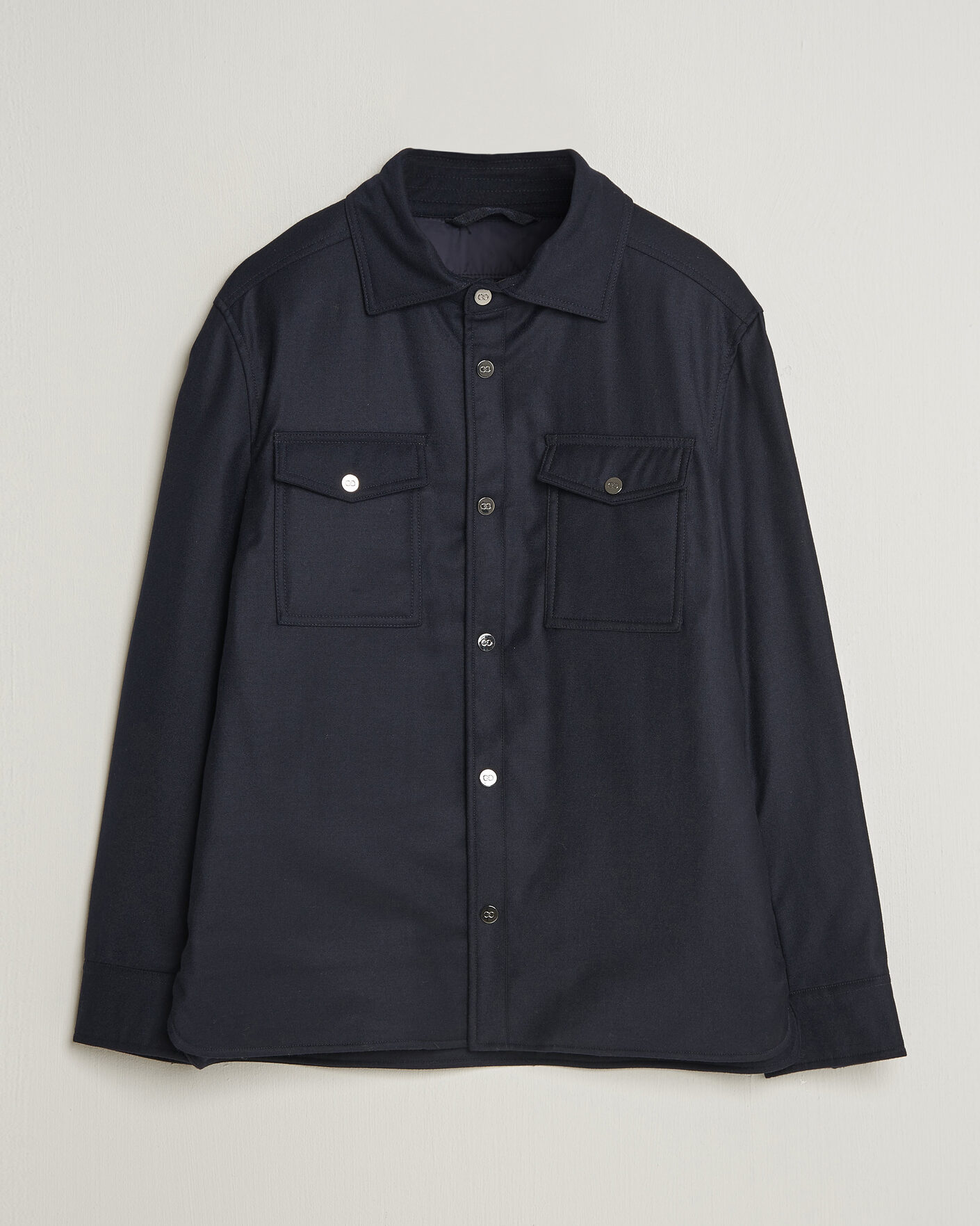 Herre | Jakker | Oscar Jacobson | Nylon/Wool Padded Shirt Jacket Navy