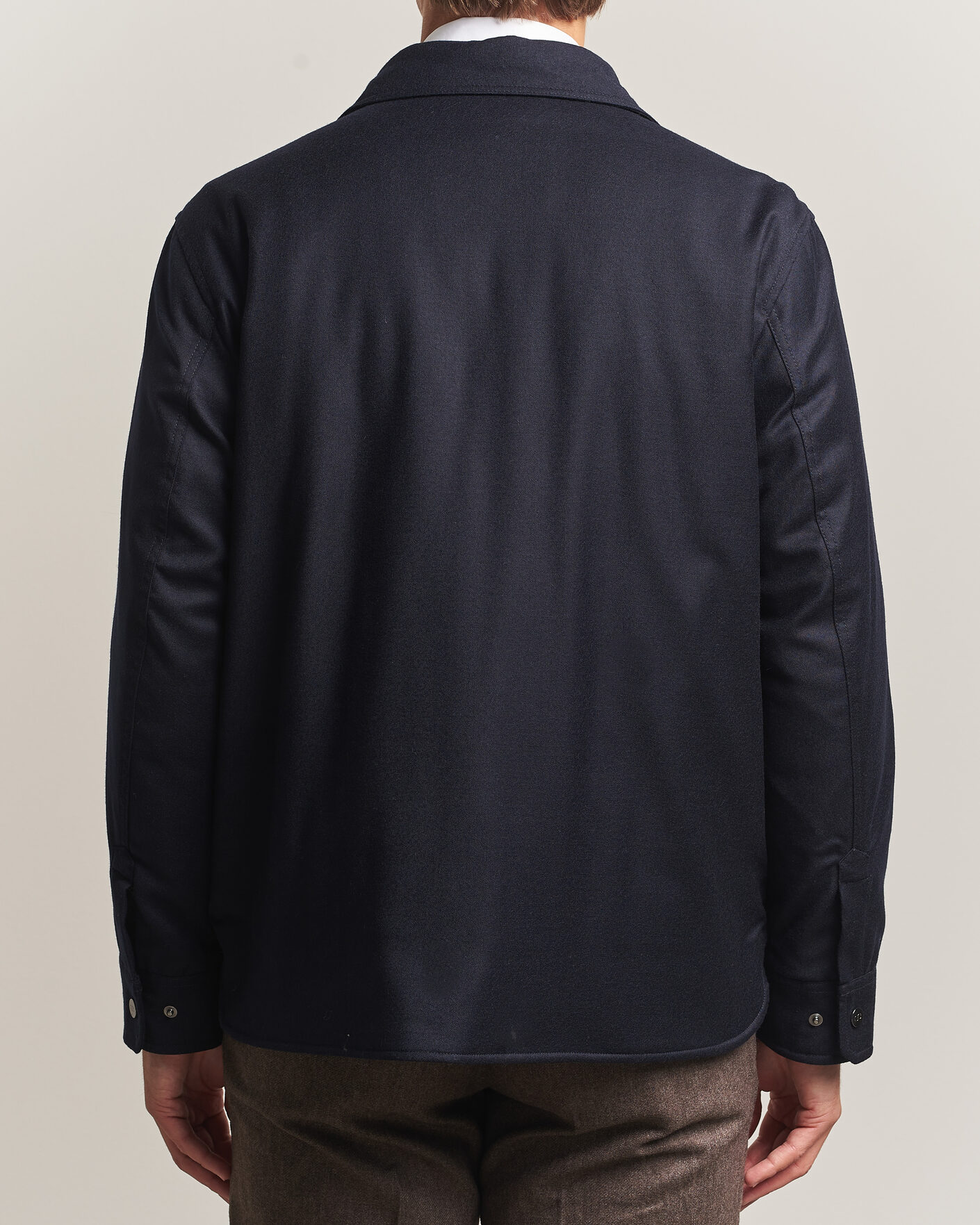 Herre | Jakker | Oscar Jacobson | Nylon/Wool Padded Shirt Jacket Navy