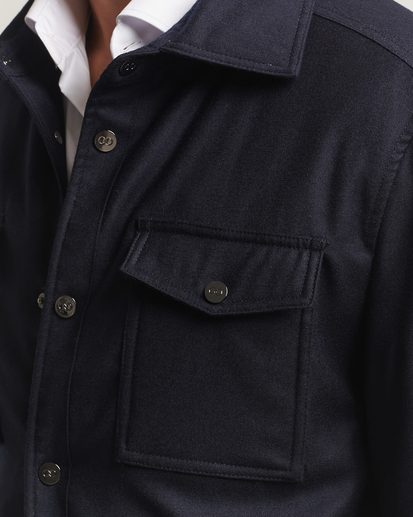 Herre | Jakker | Oscar Jacobson | Nylon/Wool Padded Shirt Jacket Navy