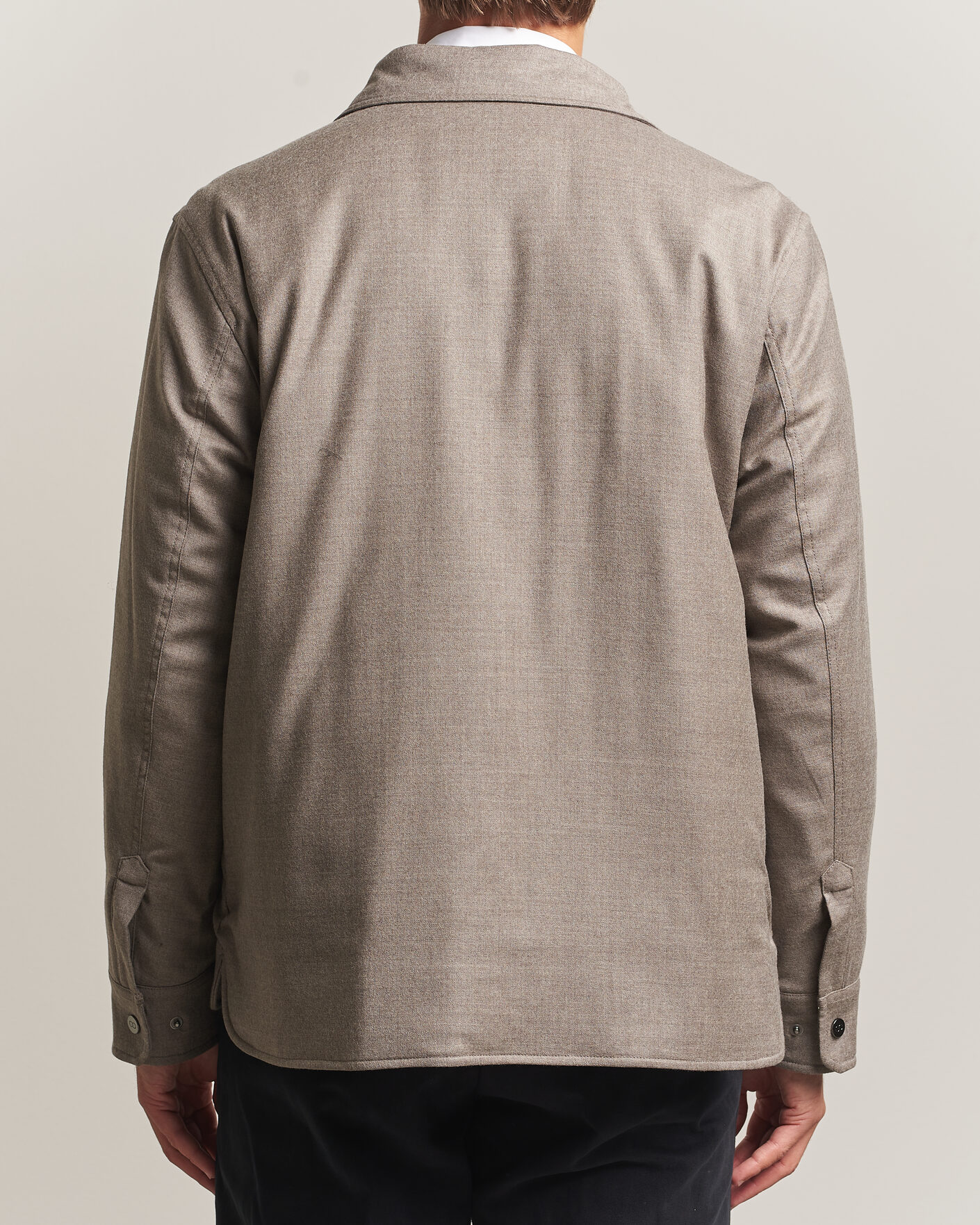 Herre | Jakker | Oscar Jacobson | Nylon/Wool Padded Shirt Jacket Taupe