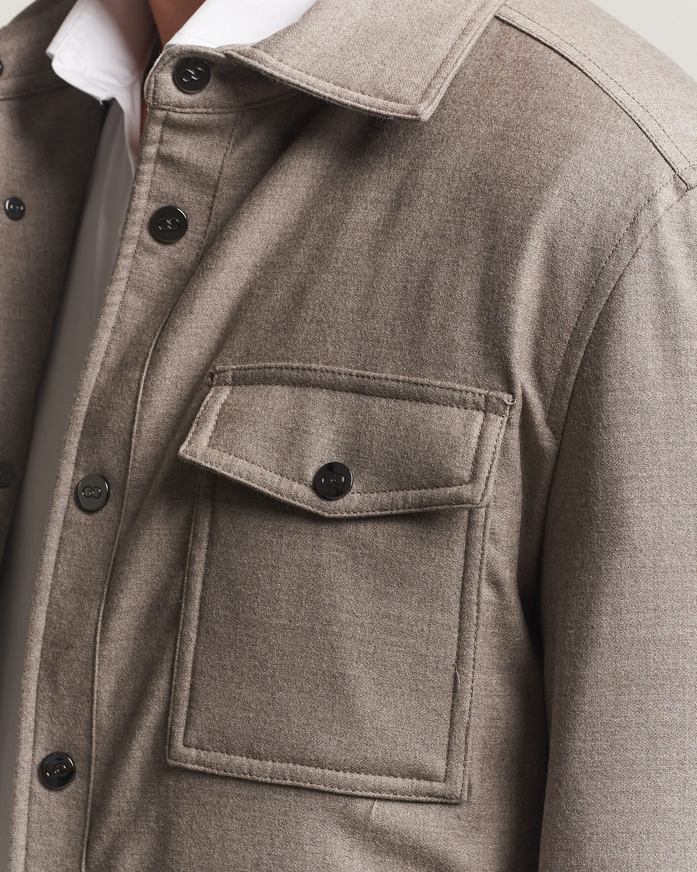 Herre | Jakker | Oscar Jacobson | Nylon/Wool Padded Shirt Jacket Taupe