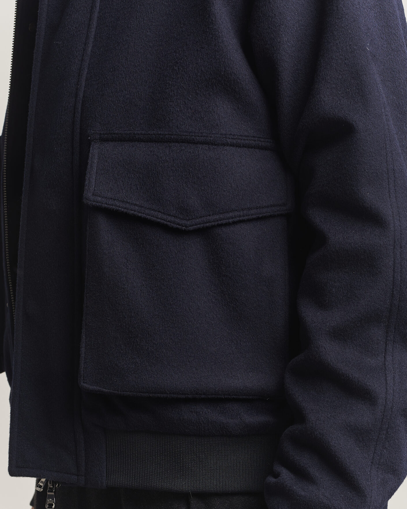 Herre | Jakker | Oscar Jacobson | Aviator Wool Jacket Navy