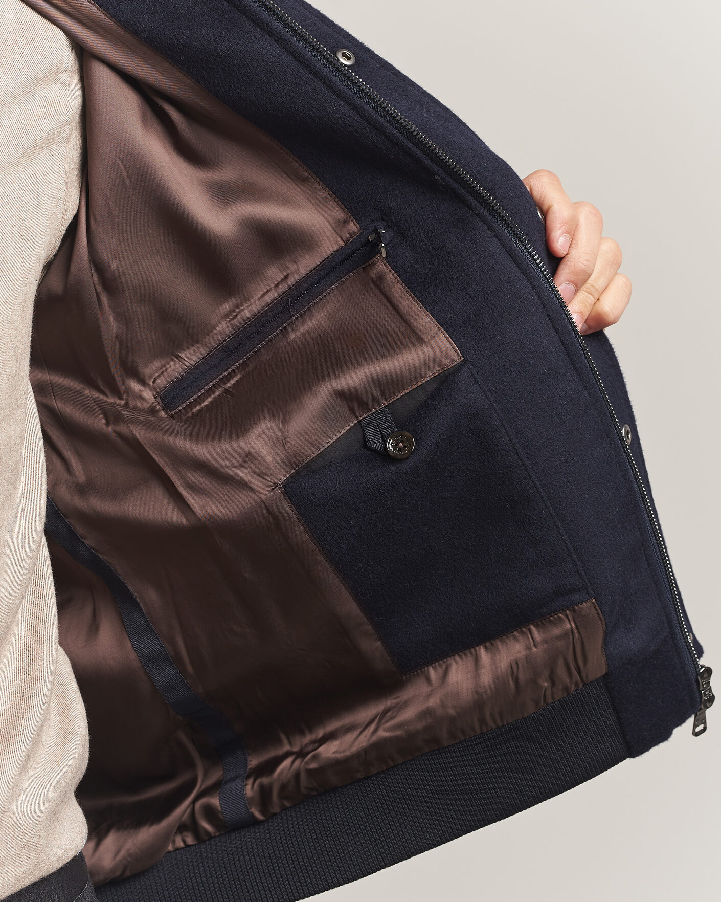 Herre | Jakker | Oscar Jacobson | Aviator Wool Jacket Navy