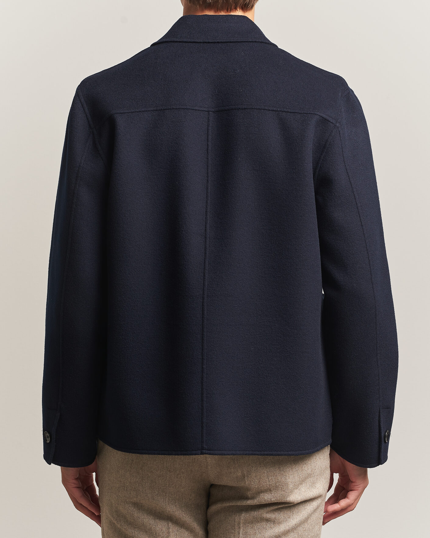 Herre | Jakker | Oscar Jacobson | Doublé Wool Shirt Jacket Navy