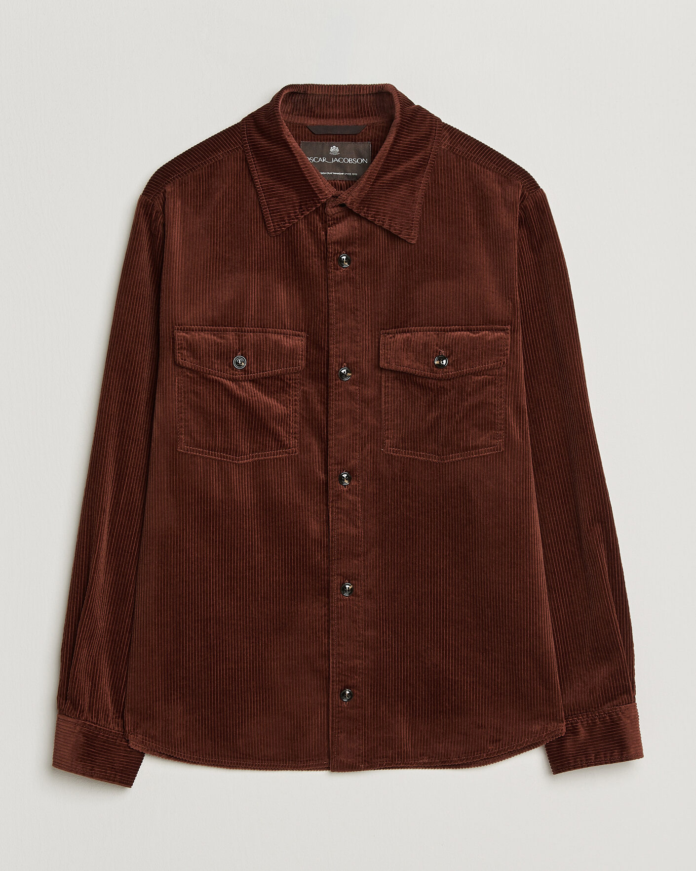 Herre | Skjorter | Oscar Jacobson | Magnus Cord Shirt Jacket Burgundy