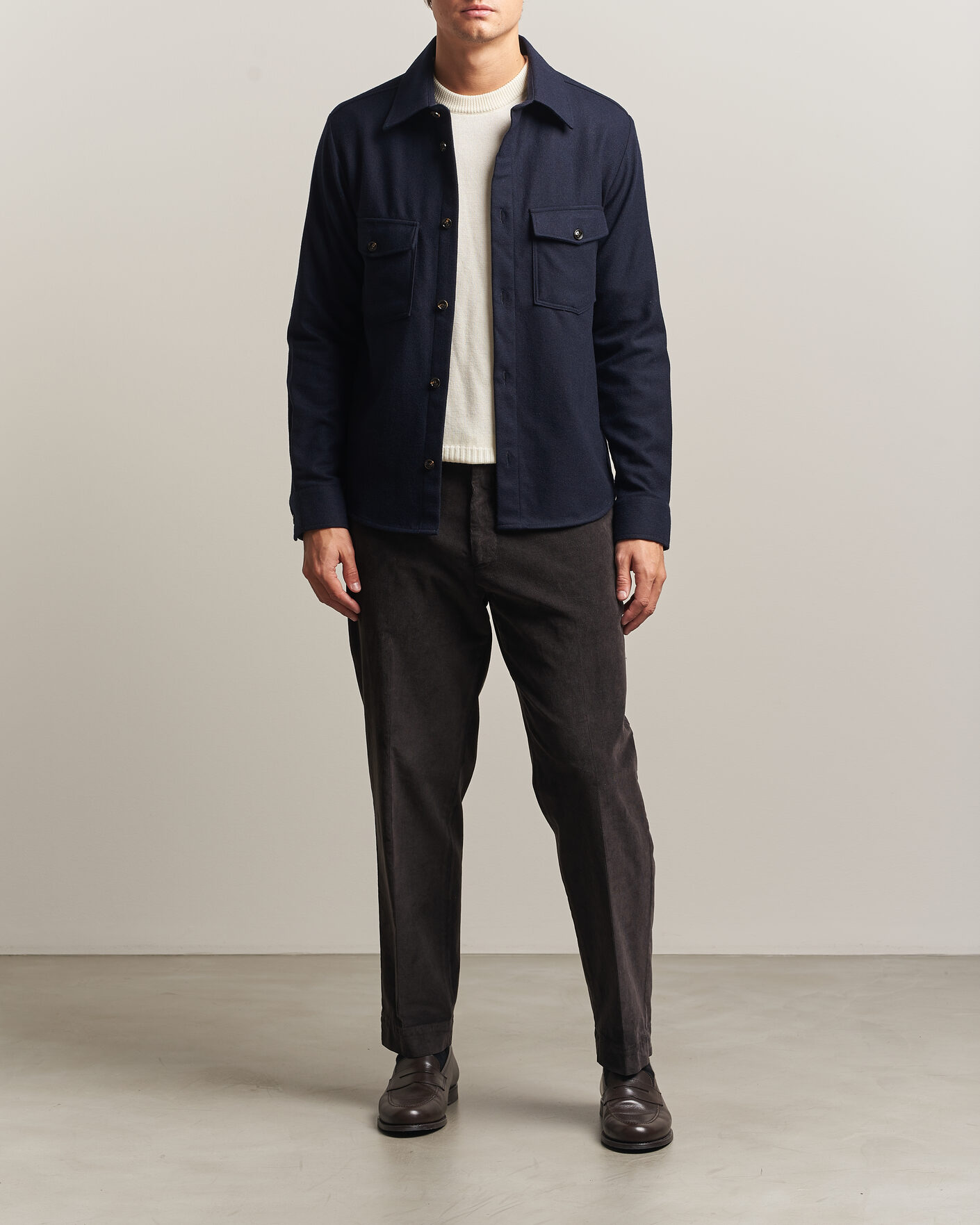 Herre | Skjorter | Oscar Jacobson | Magnus Wool Shirt Jacket Navy