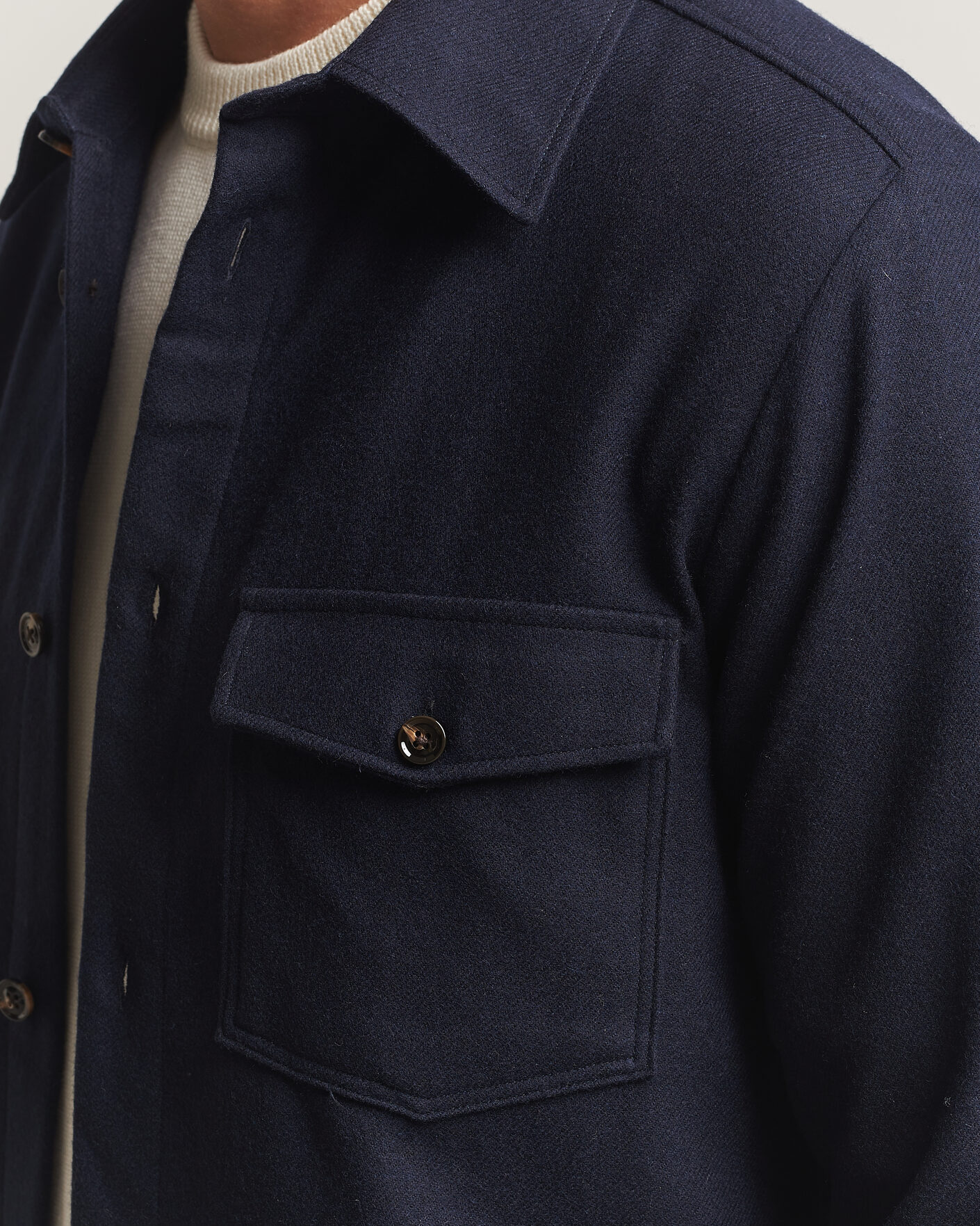 Herre | Skjorter | Oscar Jacobson | Magnus Wool Shirt Jacket Navy