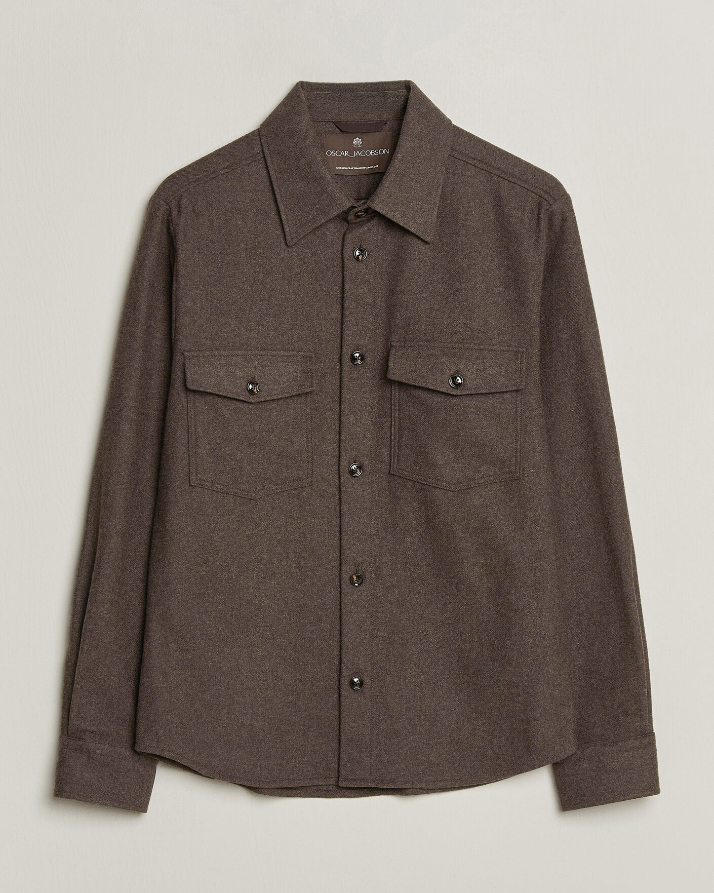 Herre | Skjorter | Oscar Jacobson | Magnus Wool Shirt Jacket Brown