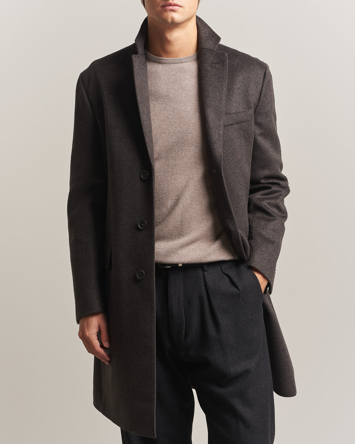 Herre | Jakker | Oscar Jacobson | Sergio Wool Coat Brown