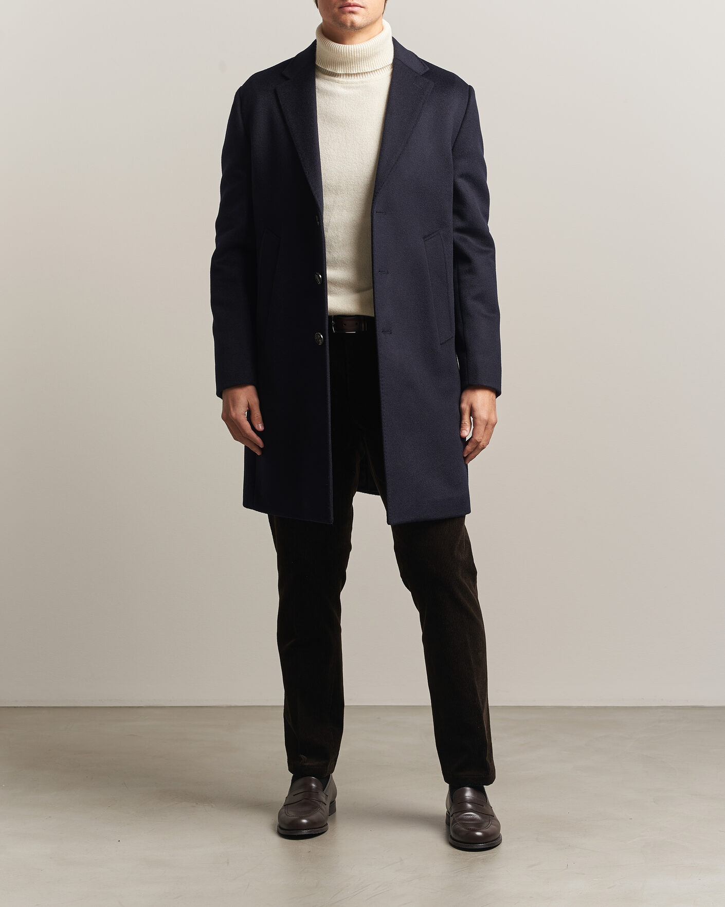 Herre | Jakker | Oscar Jacobson | Single Breasted Wool Coat Navy