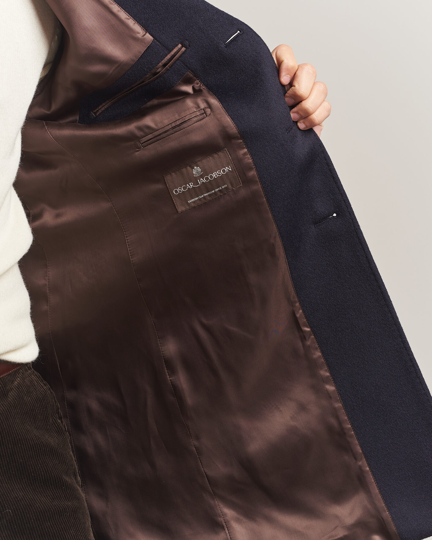 Herre | Jakker | Oscar Jacobson | Single Breasted Wool Coat Navy