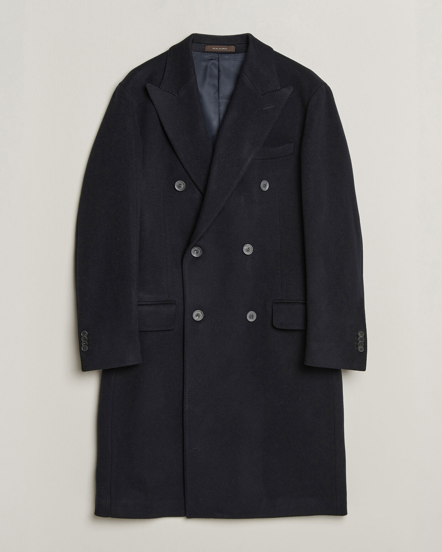 Herre | Jakker | Oscar Jacobson | Sicily Double Breasted Wool Coat Navy