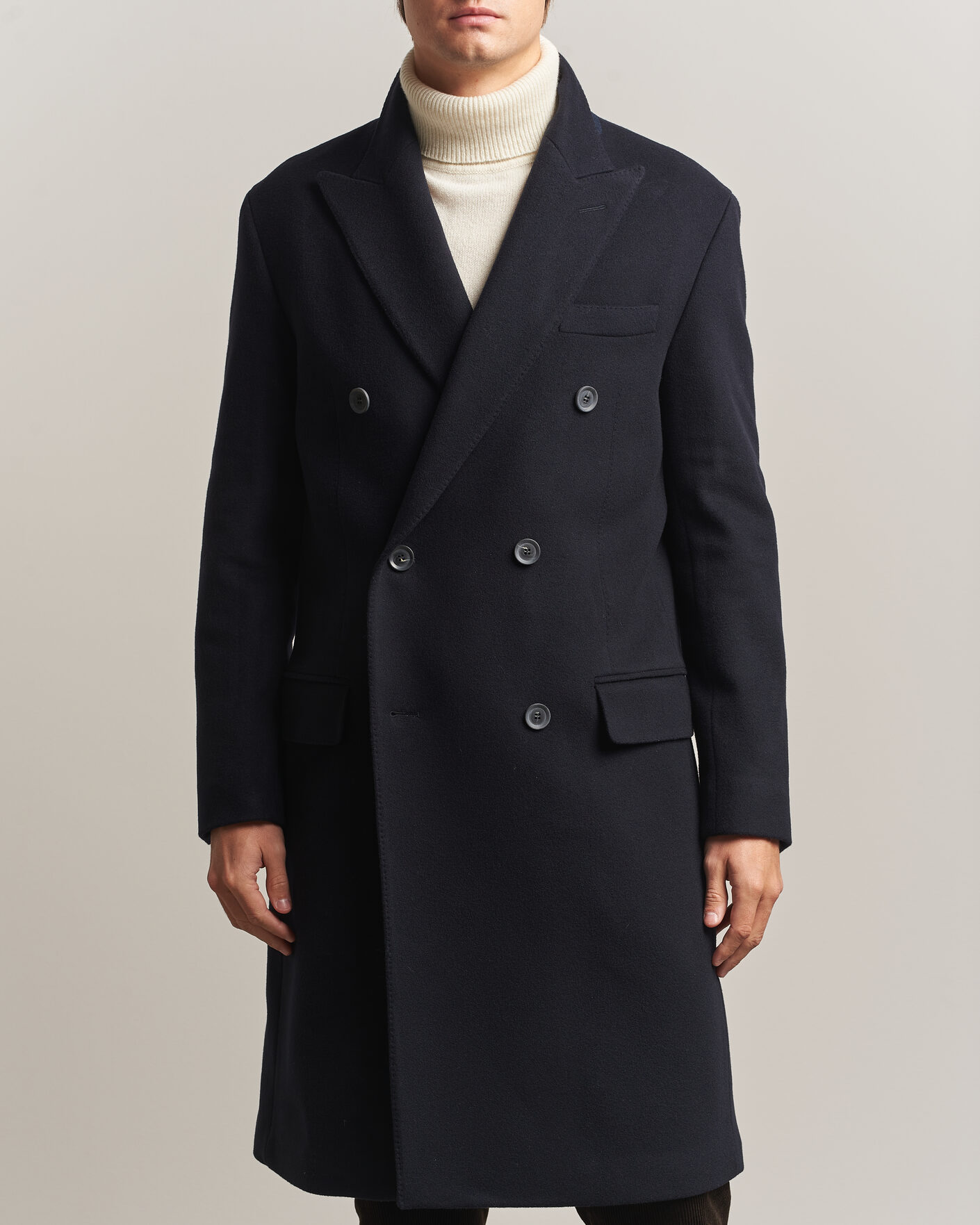 Herre | Jakker | Oscar Jacobson | Sicily Double Breasted Wool Coat Navy