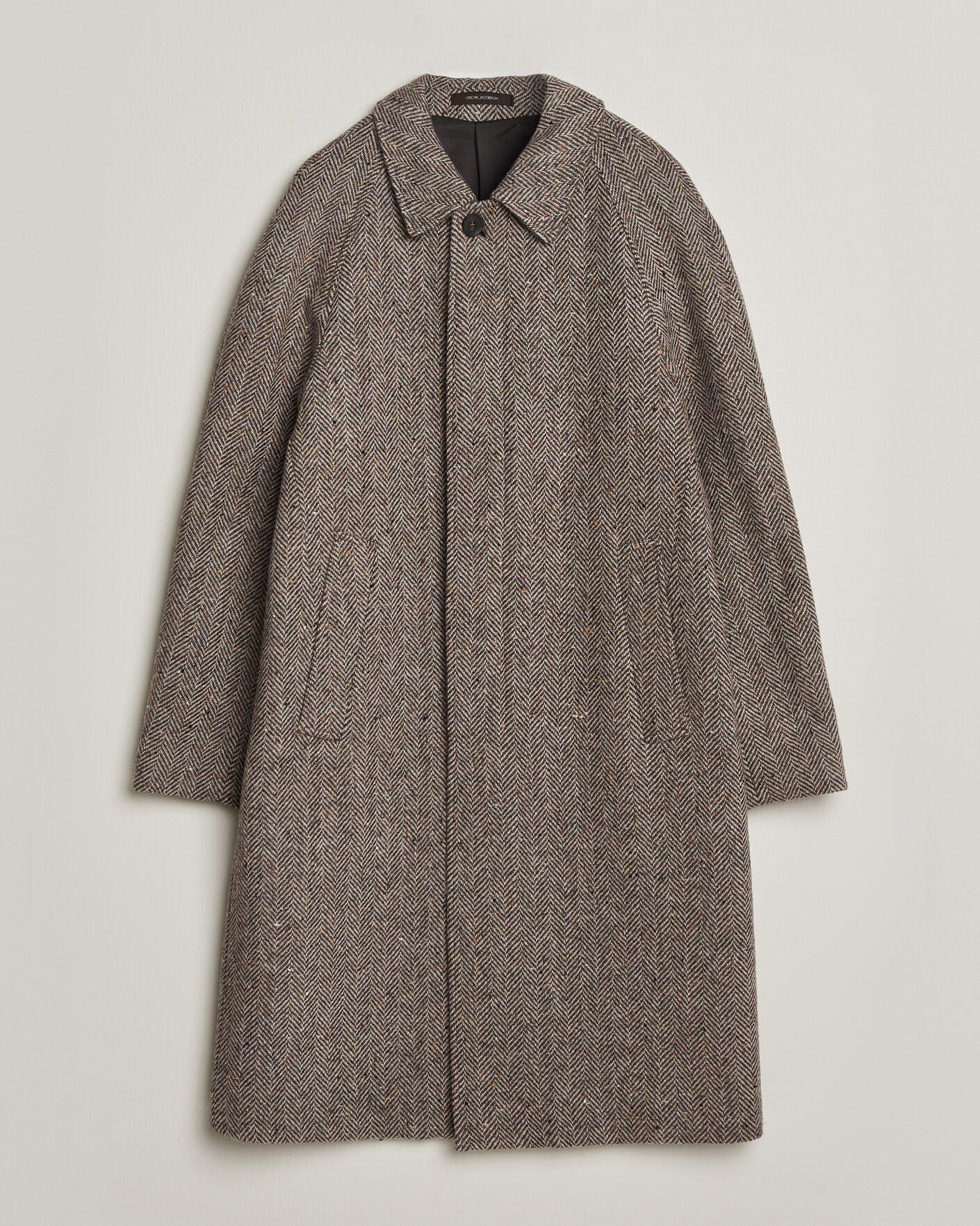 Herre | Jakker | Oscar Jacobson | Raglan Herringbone Wool Coat Beige