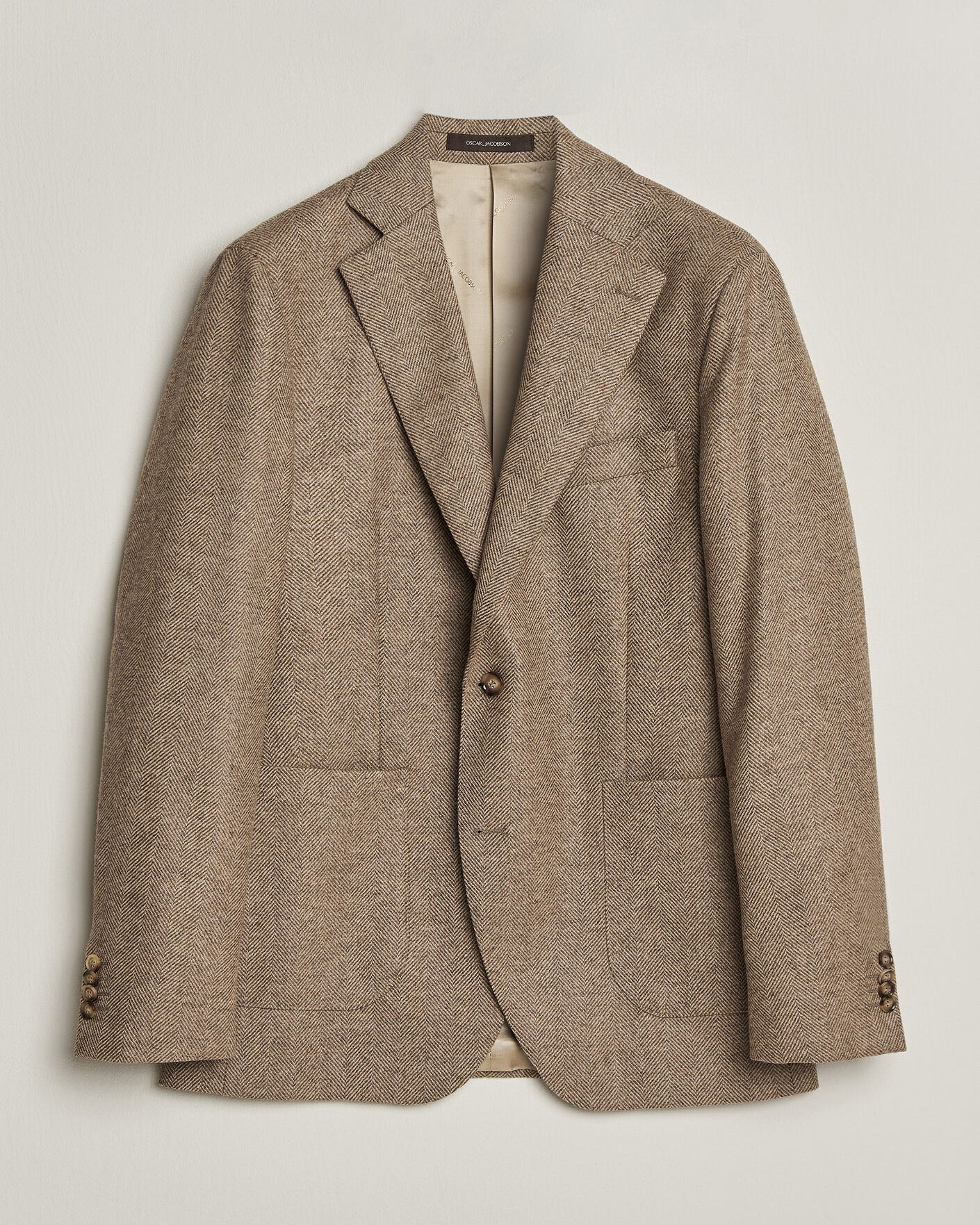 Herre | Dressjakker | Oscar Jacobson | Fogerty Herringbone Wool Blazer Beige