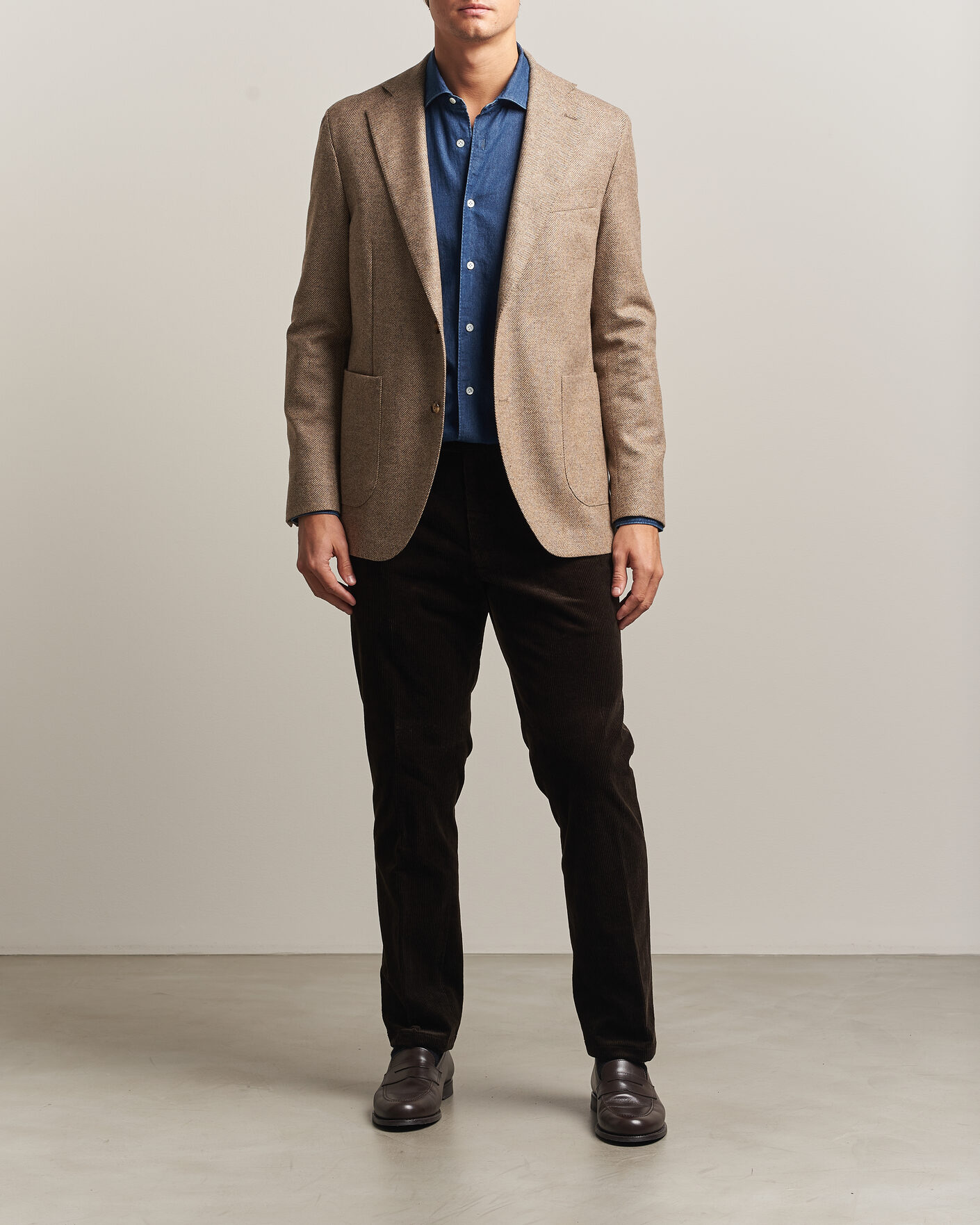 Herre | Dressjakker | Oscar Jacobson | Fogerty Herringbone Wool Blazer Beige