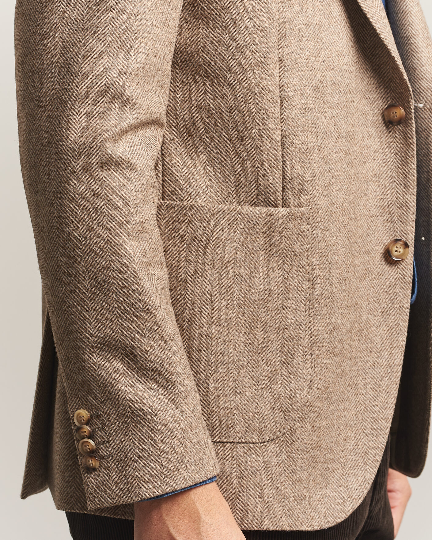 Herre | Dressjakker | Oscar Jacobson | Fogerty Herringbone Wool Blazer Beige