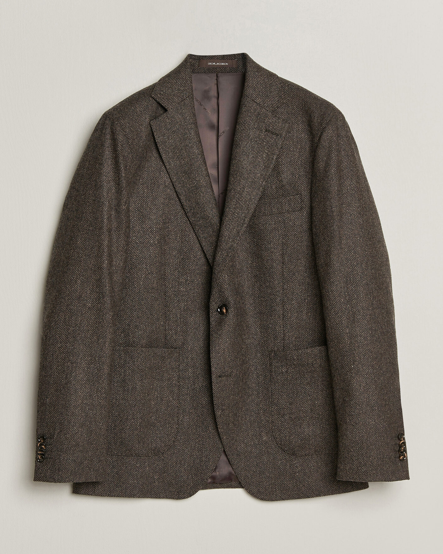 Herre | Dressjakker | Oscar Jacobson | Fogerty Herringbone Wool Blazer Brown