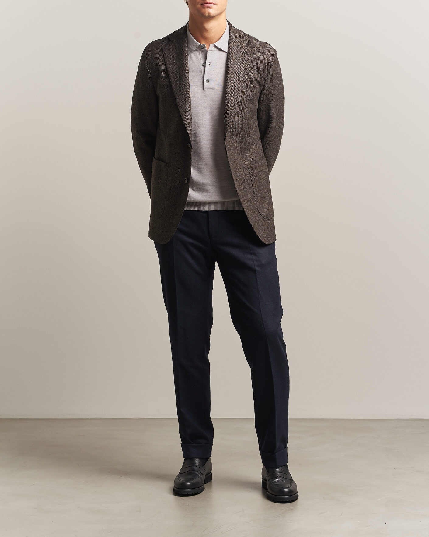Herre | Dressjakker | Oscar Jacobson | Fogerty Herringbone Wool Blazer Brown