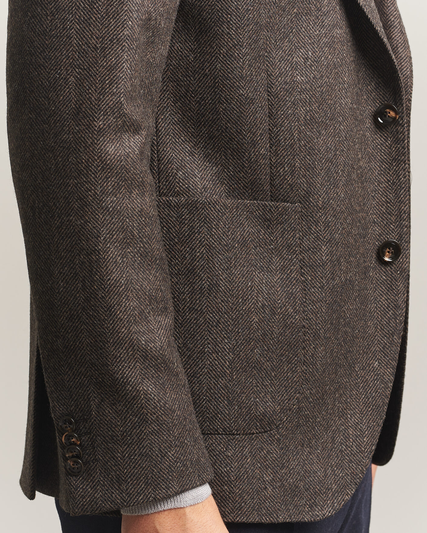 Herre | Dressjakker | Oscar Jacobson | Fogerty Herringbone Wool Blazer Brown