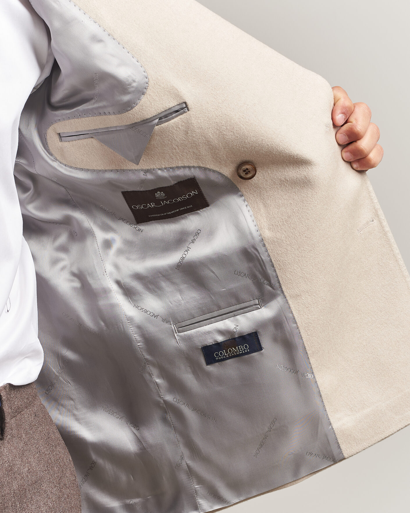 Herre | Dressjakker | Oscar Jacobson | Richard Wool/Cashmere DB Blazer Creme
