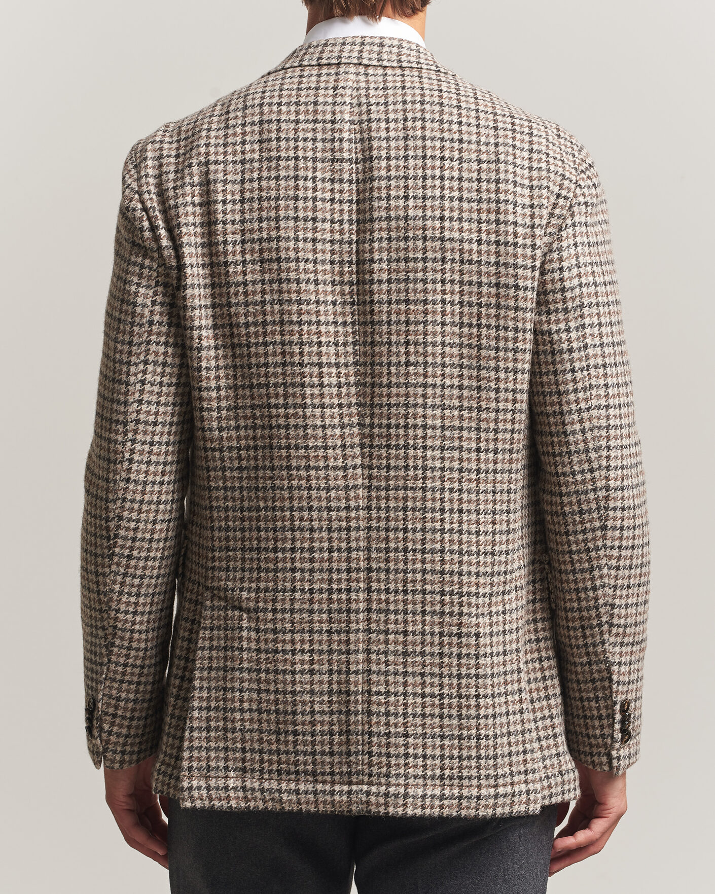 Herre | Dressjakker | Oscar Jacobson | Fridolf Wool Houndstooth Patch Blazer Brown