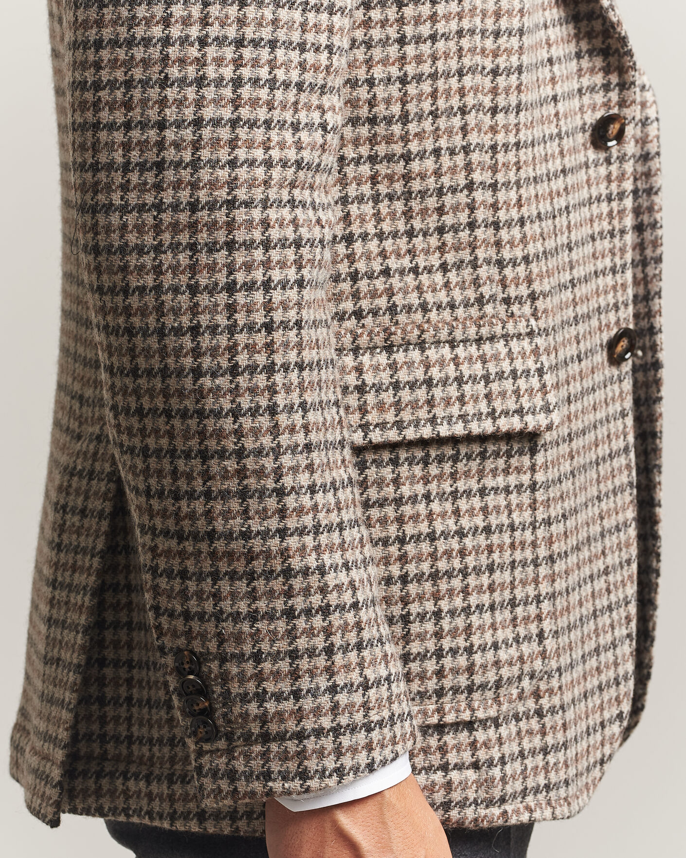Herre | Dressjakker | Oscar Jacobson | Fridolf Wool Houndstooth Patch Blazer Brown