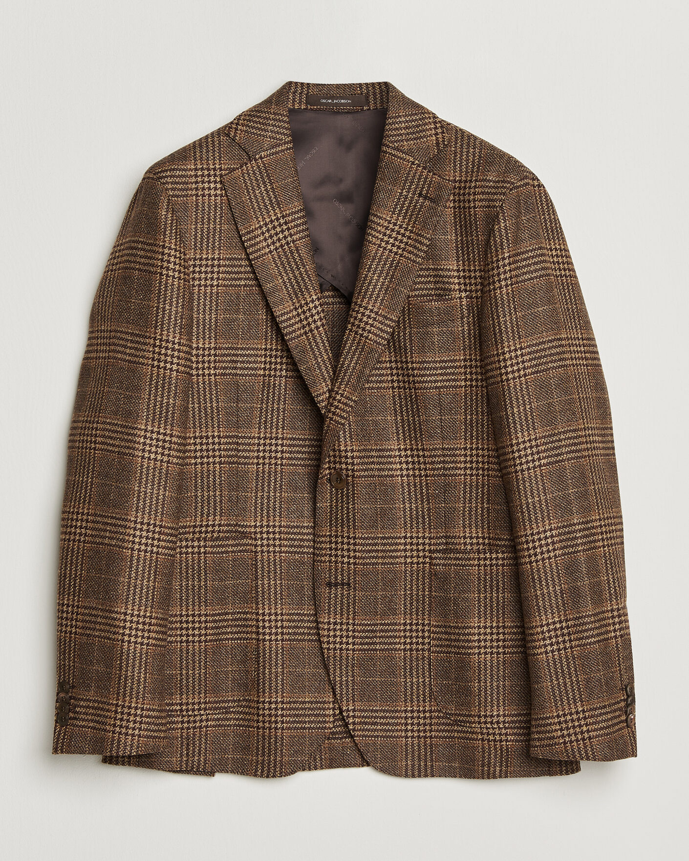 Herre | Dressjakker | Oscar Jacobson | Ferry Patch Checked Wool/Cashmere Blazer Brown