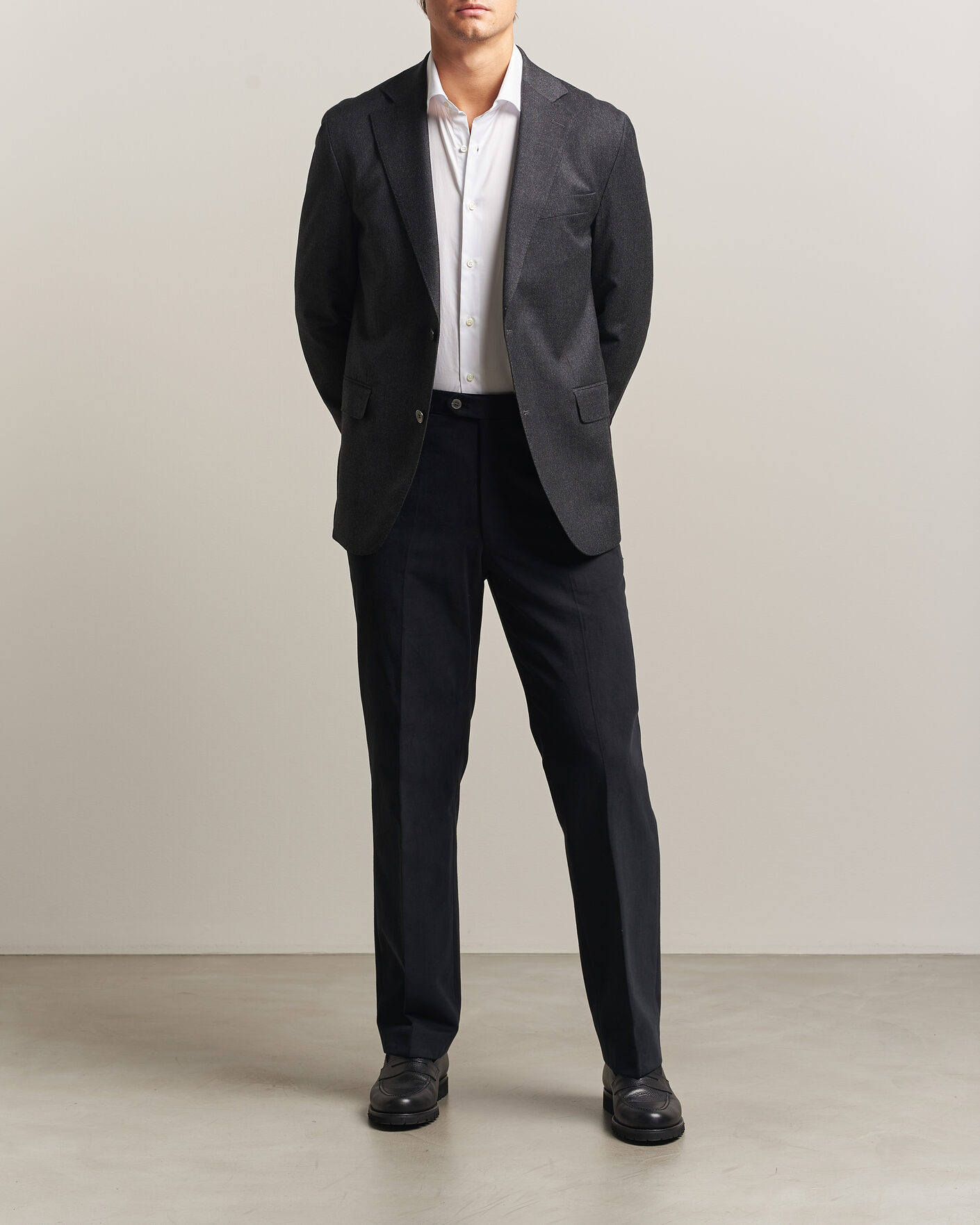 Herre | Dressjakker | Oscar Jacobson | Fogerty Wool Flannel Blazer Charcoal