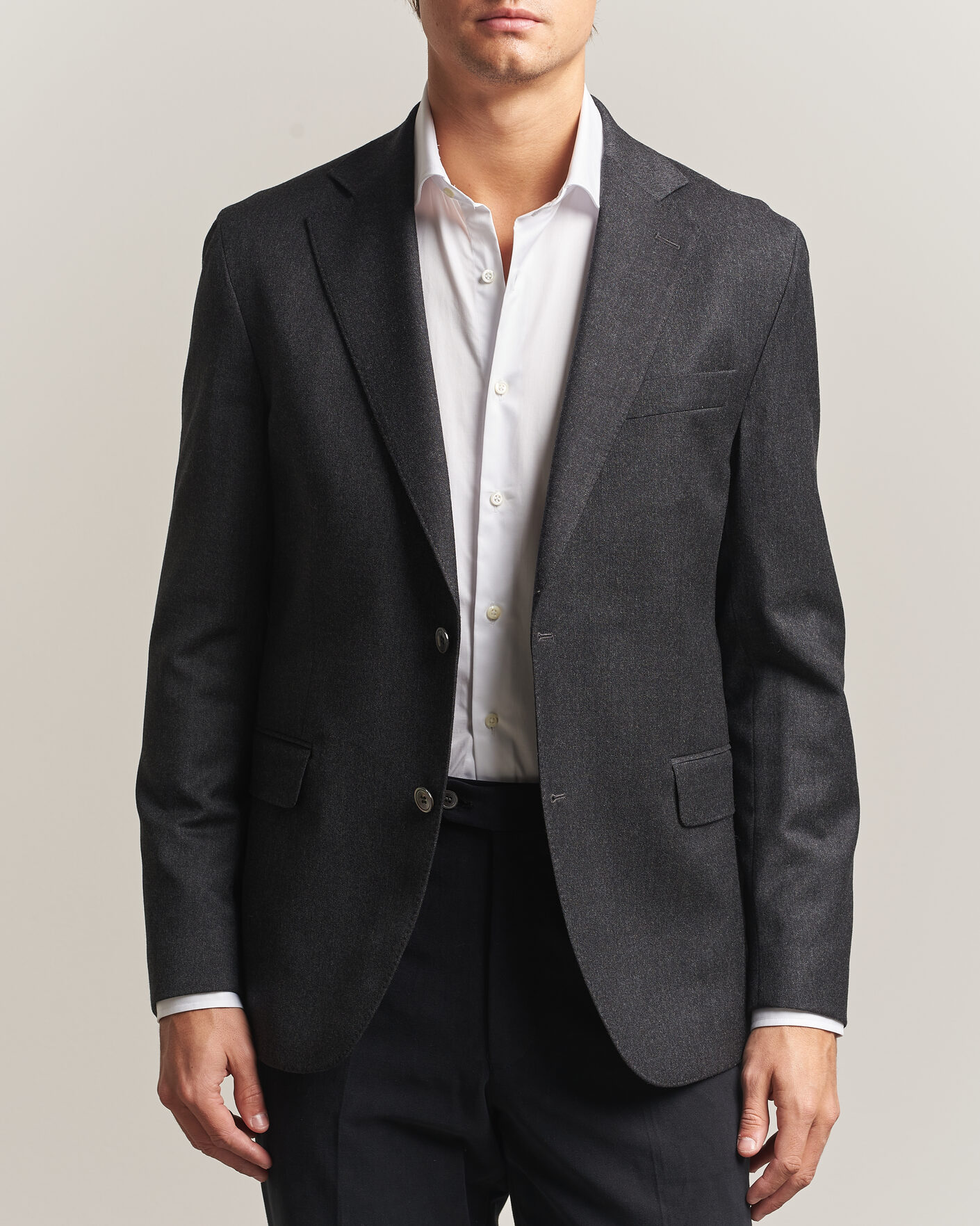 Herre | Dressjakker | Oscar Jacobson | Fogerty Wool Flannel Blazer Charcoal