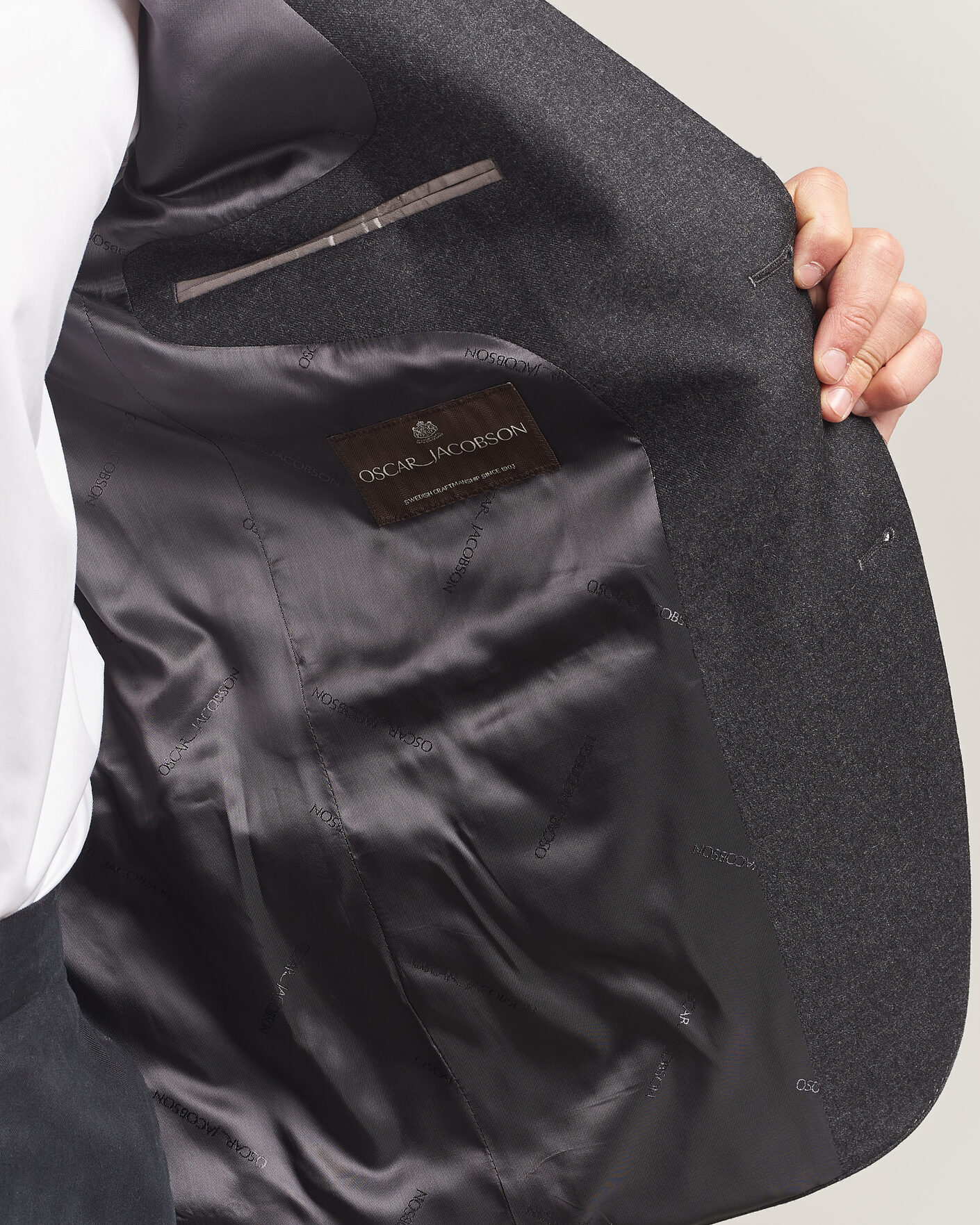 Herre | Dressjakker | Oscar Jacobson | Fogerty Wool Flannel Blazer Charcoal